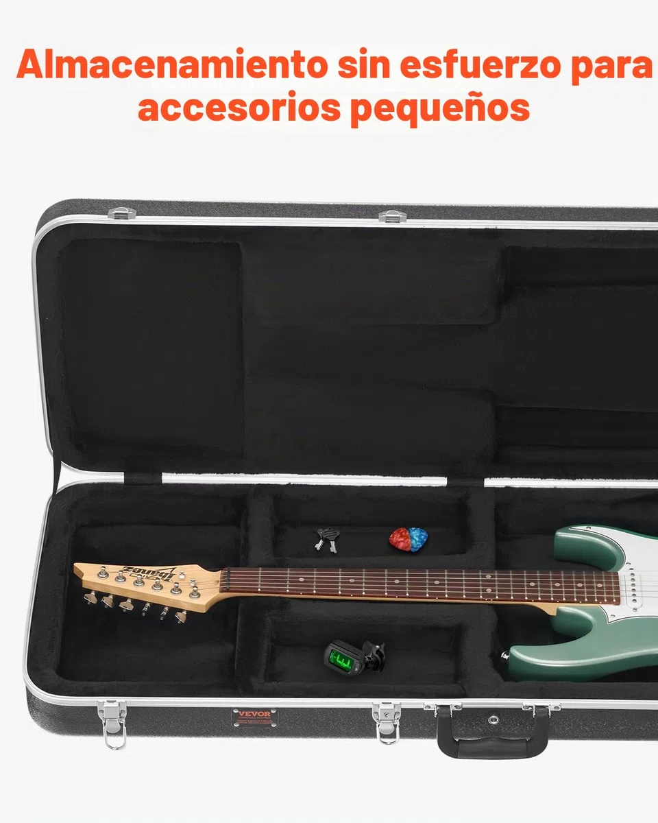 VEVOR Estuche Rígido Rectangular para Guitarra Eléctrica con Cerradura, Pestillo y Asa con Llave, Acolchado ABS Grueso, Forro Suave, Resistente al Agua, Estuche para Guitarra Eléctrica de 39", Negro
