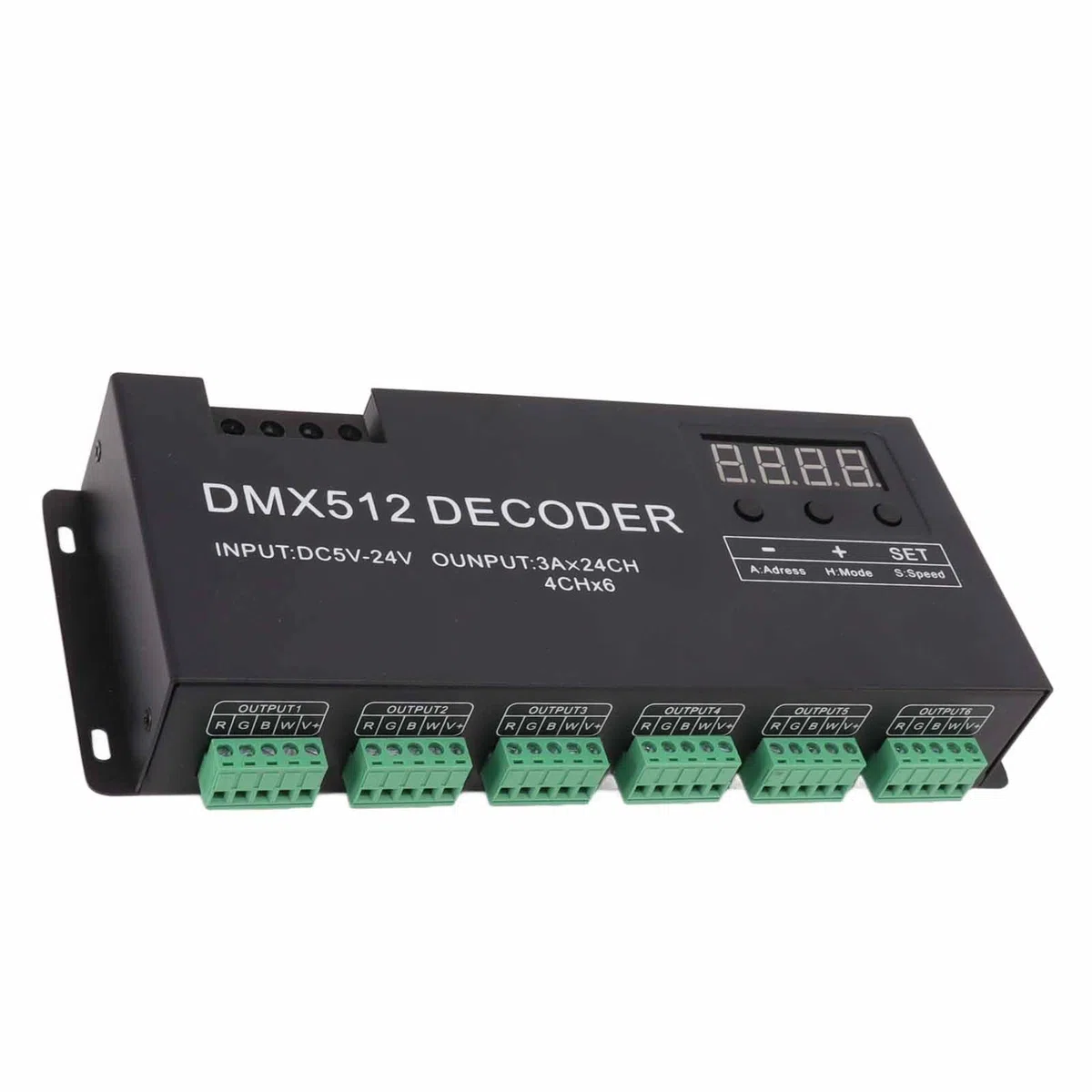 Controlador de intensidad RGBW DMX512, 24 canales DMX decodificador RGBW DMX512, controlador LED para escenario DC5V-24V, dispositivos de grabación de estudio