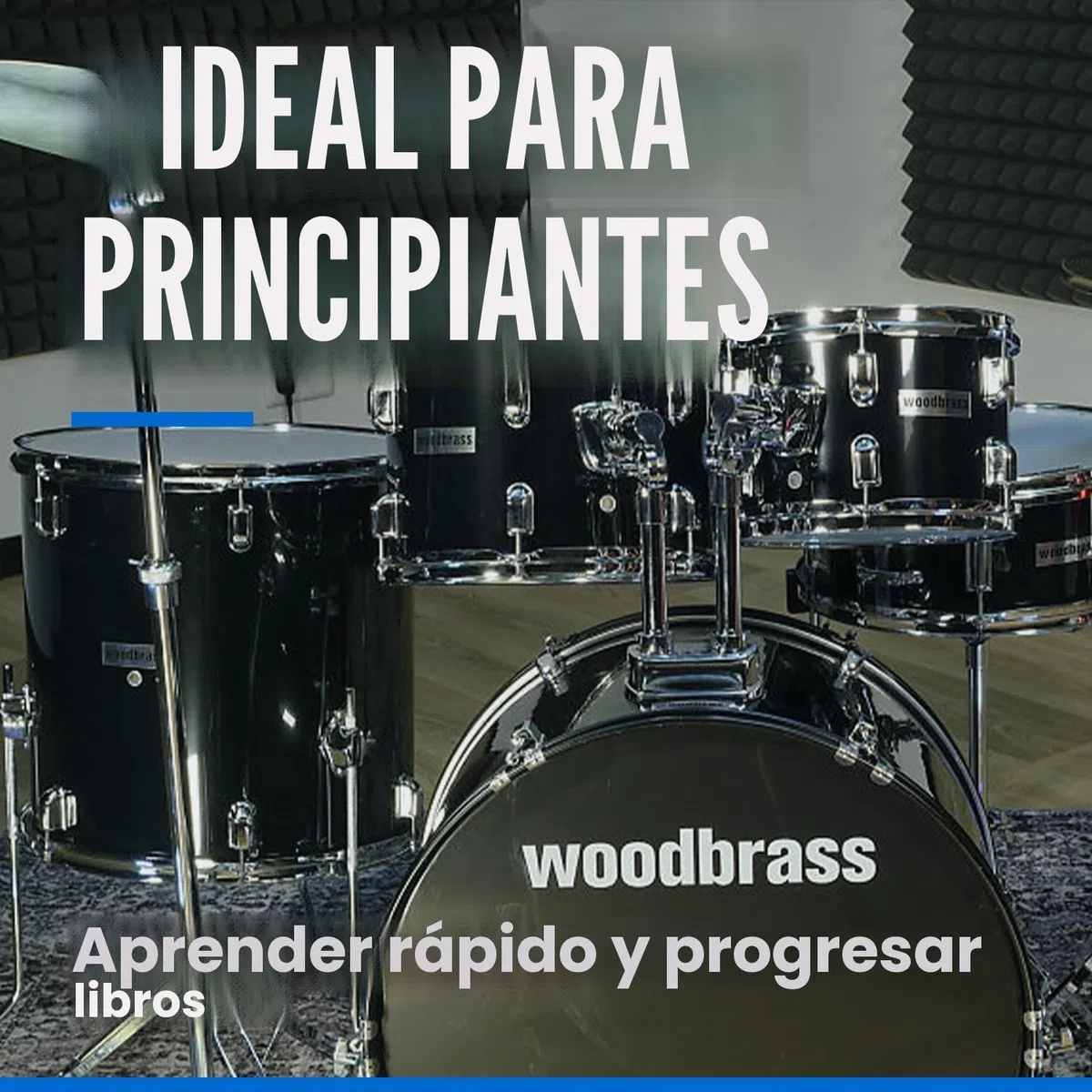 Woodbrass AD100 - Batería para principiantes, lista para usar, accesorios incluidos, kit de batería acústica completa barriles de álamo