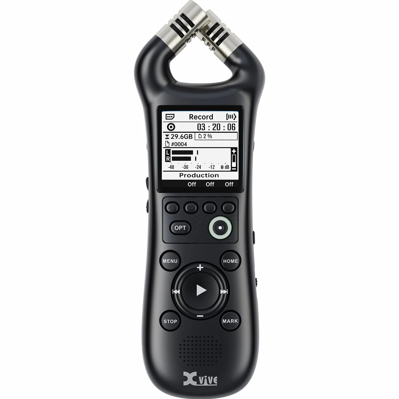 Xvive - Grabadora de mano digital XV1-R con micrófonos integrados - grabación wav mono estéreo