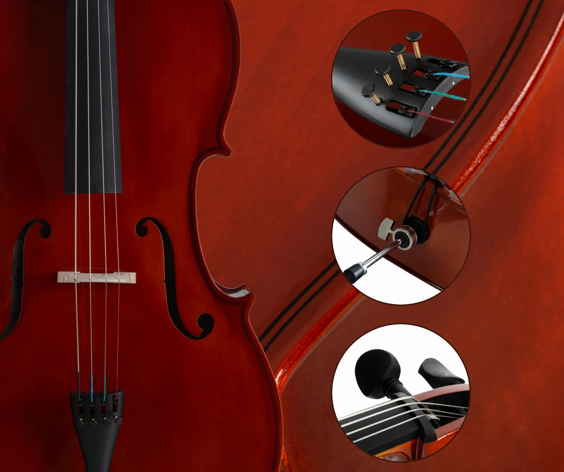 Classic Cantabile CP-100 Violonchelo 4/4 Set (Tapa: Picea, Fondo: Arce, Clavijas: Palisandro, Espiga ajustable en altura, barniz brillante, incluye arco y funda)