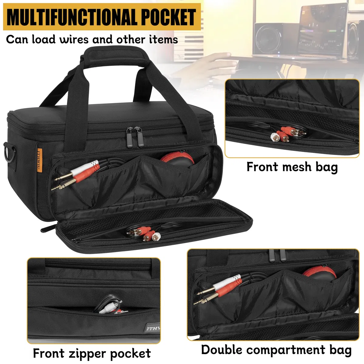 Bolsa de Transporte Acolchada de Nailon para batidora, con asa y Correa para el Hombro, Negro, 14.6 X 7.5 X 6.7 Inch（ For X-Air）, Bolsa de Mezclador