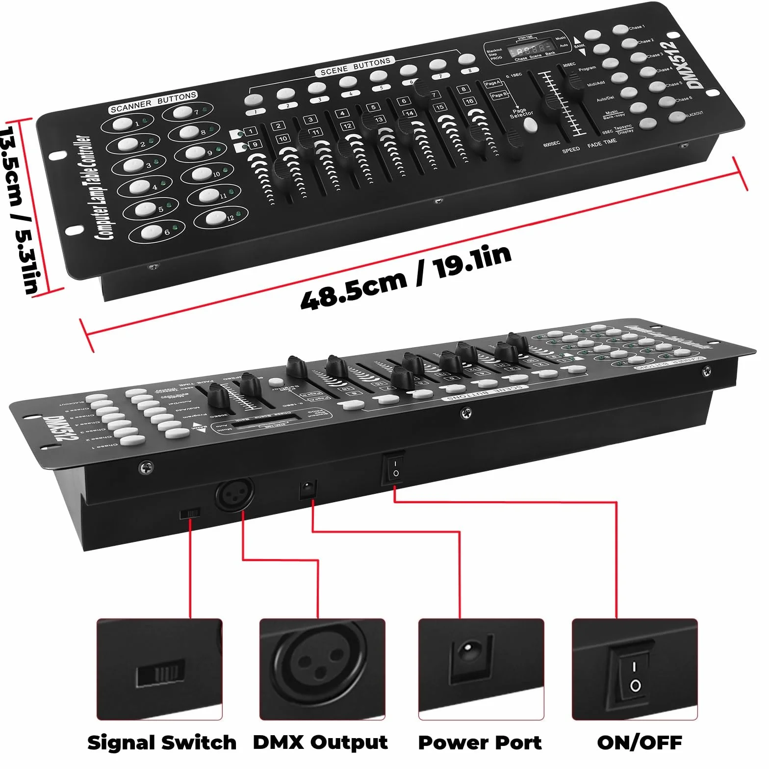 UKing Controlador Dmx512 Controlador de 192 canales Consola DMX para la Luz de Escenario Fiesta de San Valentín DJ Disco Bar