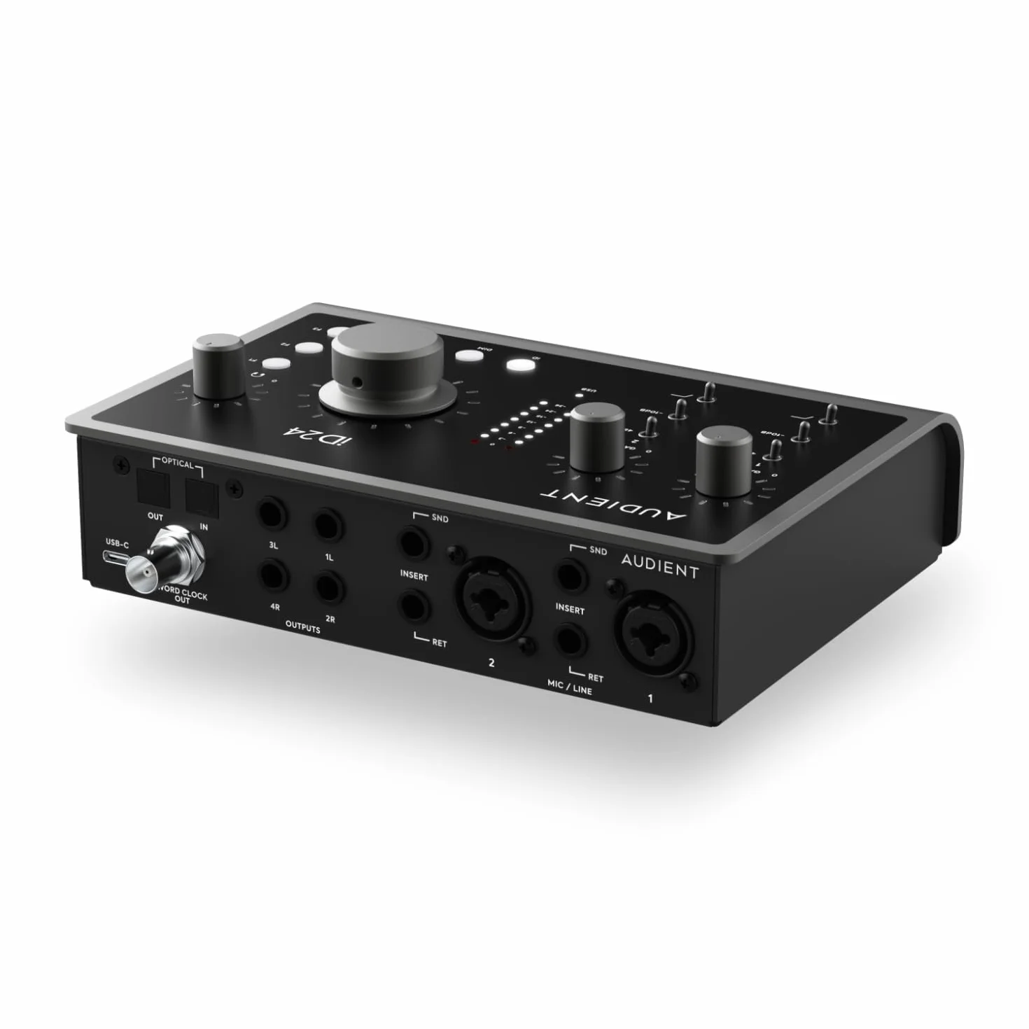 Interfaz de audio Audient iD24, 2 preamplificadores de micrófono de clase A (interfaz de audio USB-C de alto rendimiento, bucle de retorno de audio, 2 salidas de auriculares)