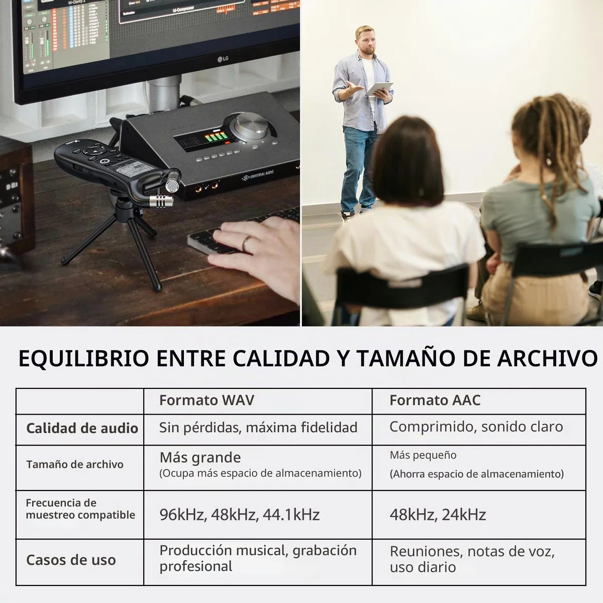 Xvive - Grabadora de mano digital XV1-R con micrófonos integrados - grabación wav mono estéreo