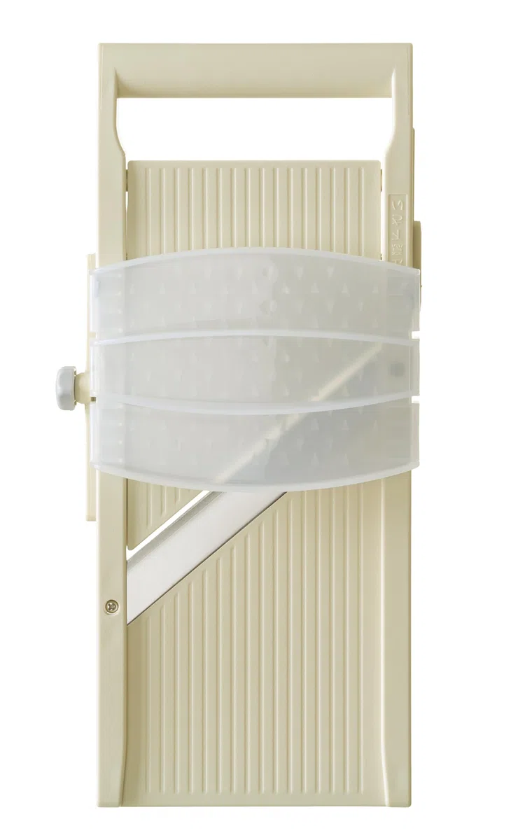 HENDI Mandolina japonesa Shōgun, rebanador y cortador manual con hoja plana ajustable (1-5mm), 380x180x(H)45mm, acero inoxidable, ABS, PP, beige