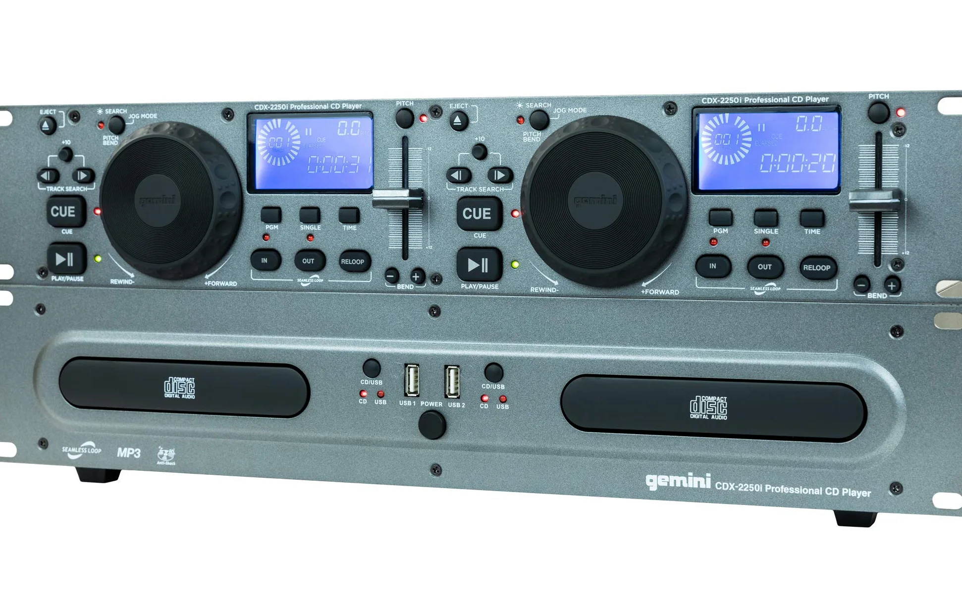 Gemini CDX-2250 - Reproductor doble de CD, montaje en rack