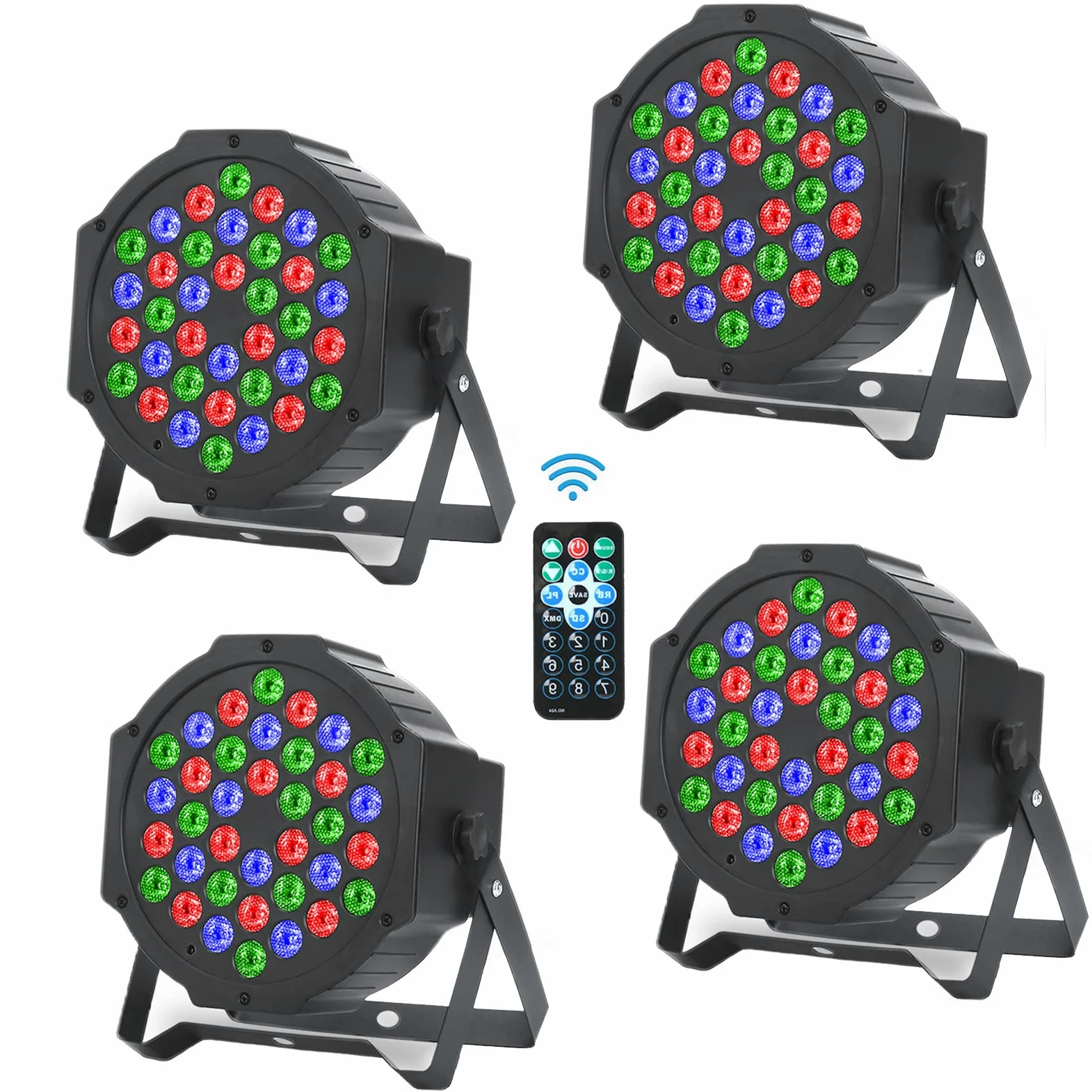 4 Pcs Luces Discoteca - RGB 36 LED Par Luces de Escenario Light Luces de Fiesta Iluminación Escenarios con Activación de Sonido Control Remoto Modo para Disco DJ Fiestas bar Bodas Navidad