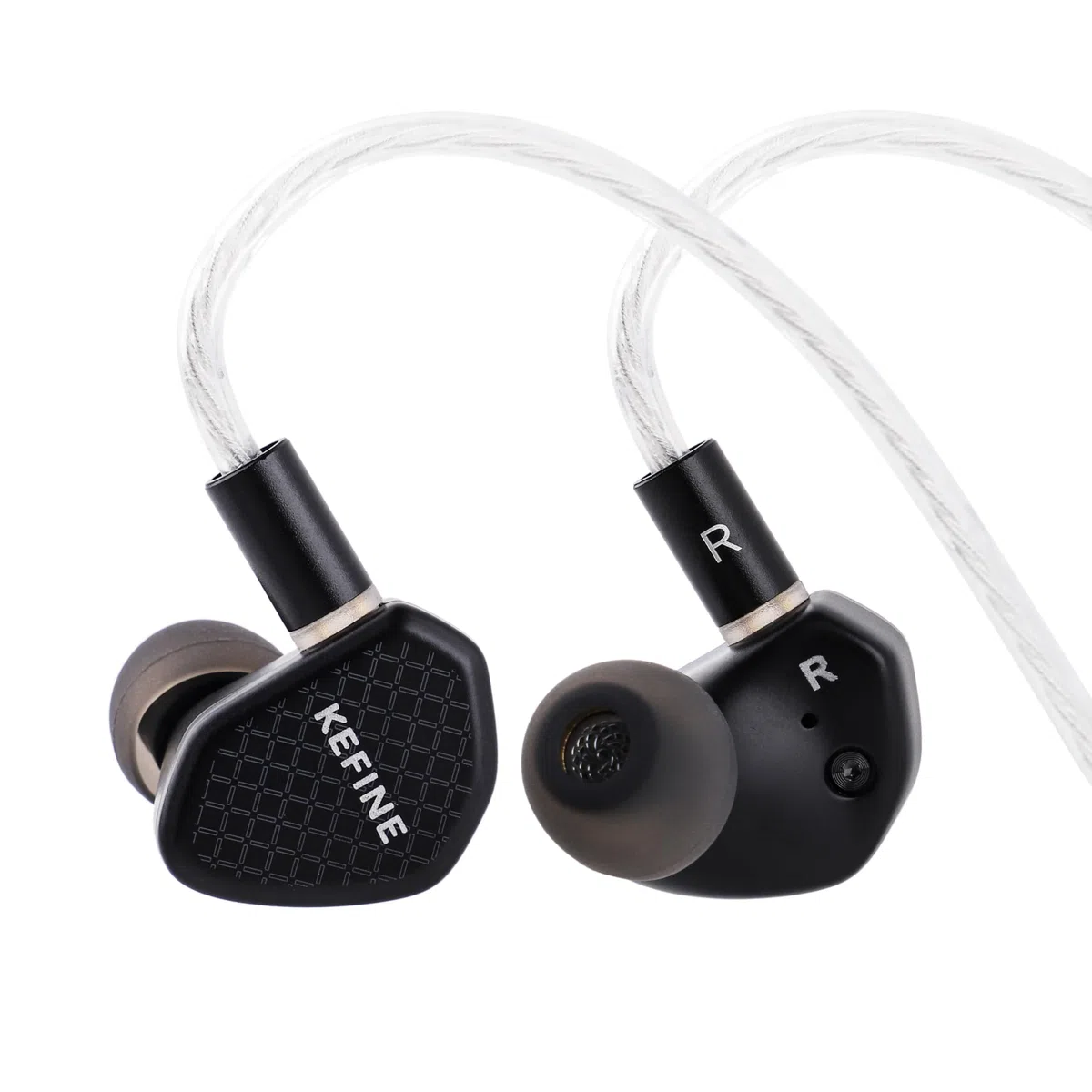 Linsoul Kefine Klean In Ear Monitor,Auriculares con Driver Dinámico Diafragma DLC 10mm,Audífonos para Juegos,Boquillas Reemplazables,Cable Plateado Desmontable para Audiofilos(Sin Mic 3.5mm)