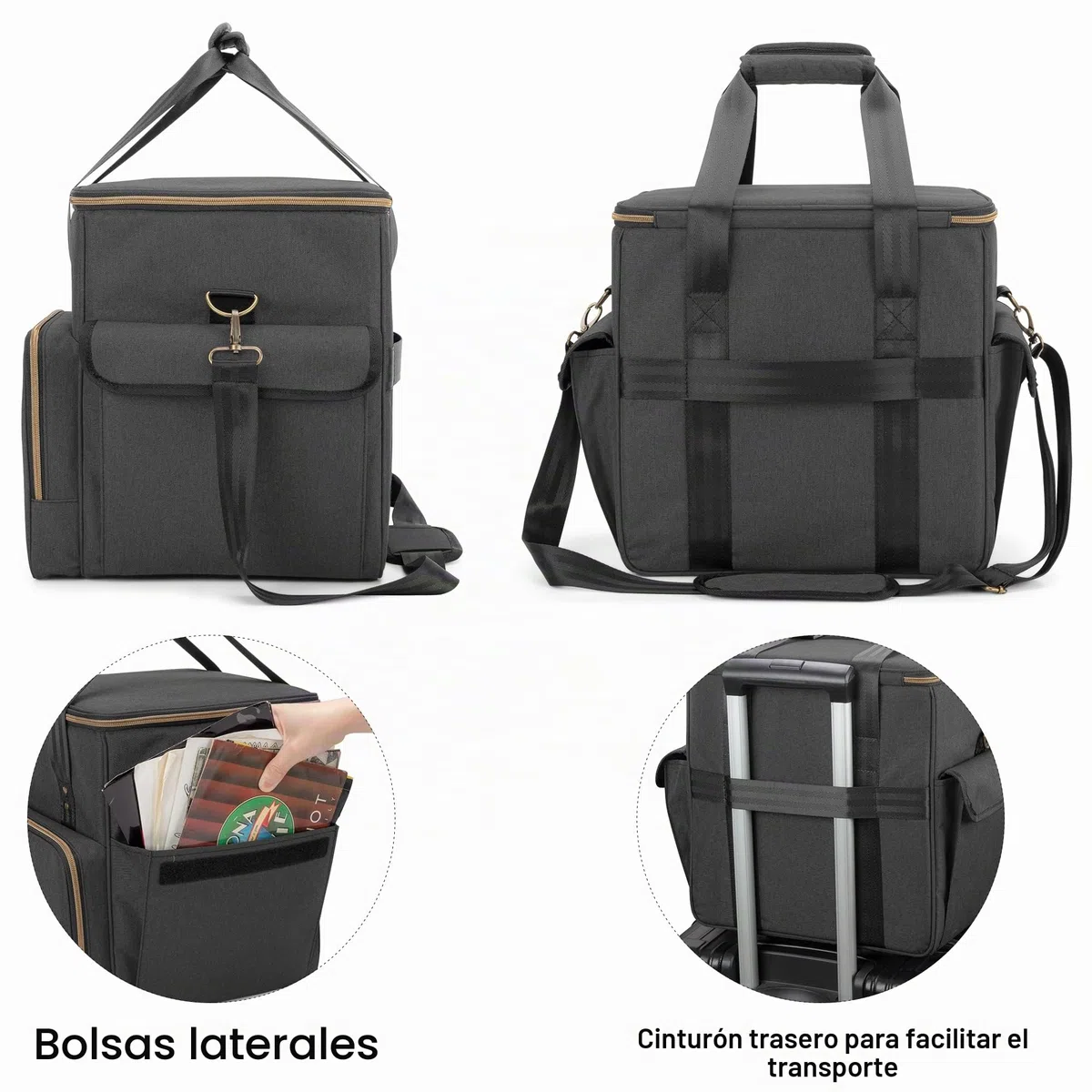 Trunab Bolsa de Discos de Vinilo Nailon Impermeable Ligero Robusto Gran Capacidad Compatible con 60 Discos, Bolsa Mejorada Ideal para Llevar su Disco de Vinilo LP con Correa para el Hombro y Asa