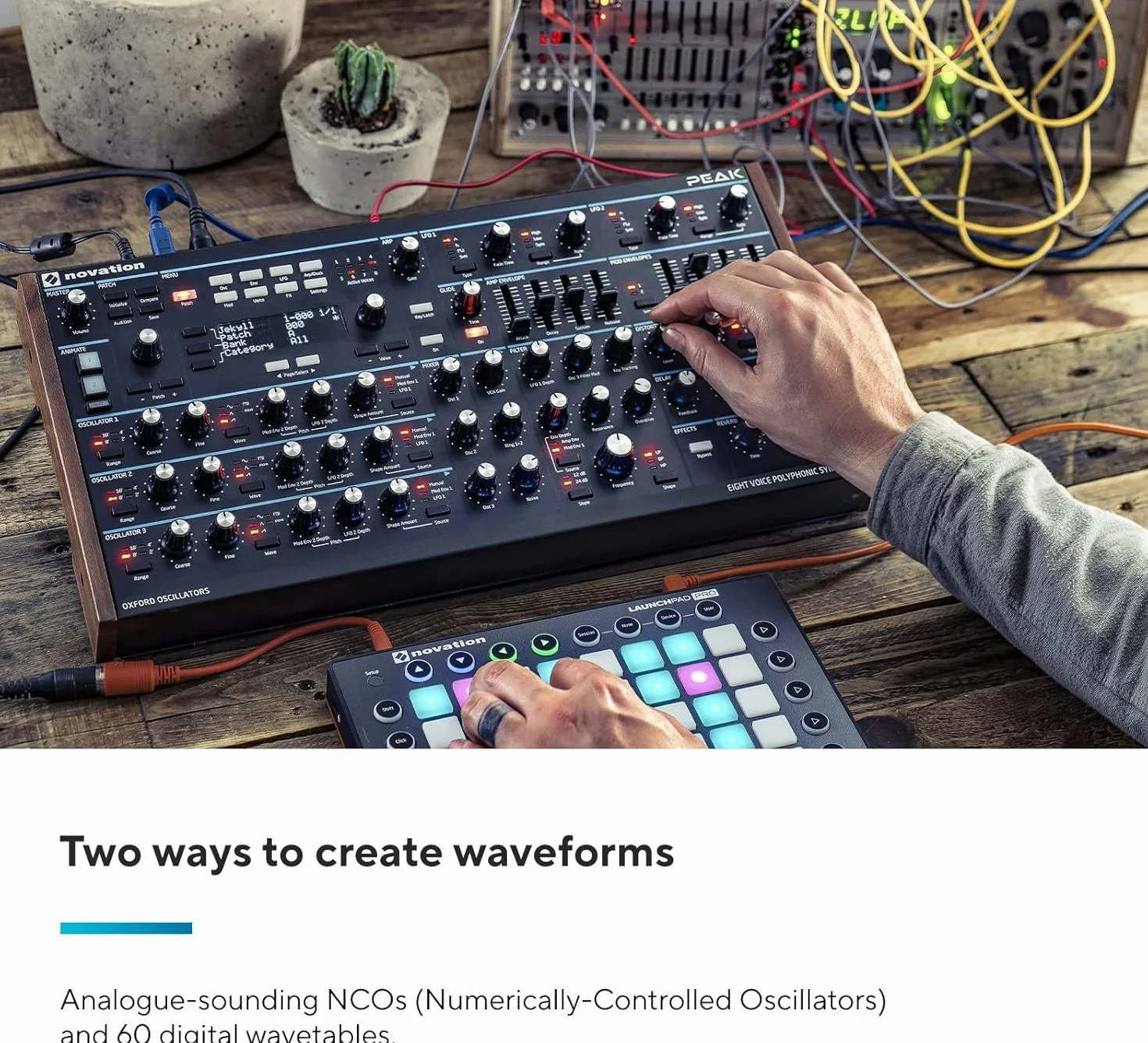 Novation Peak Sintetizador de escritorio polifónico de ocho voces.