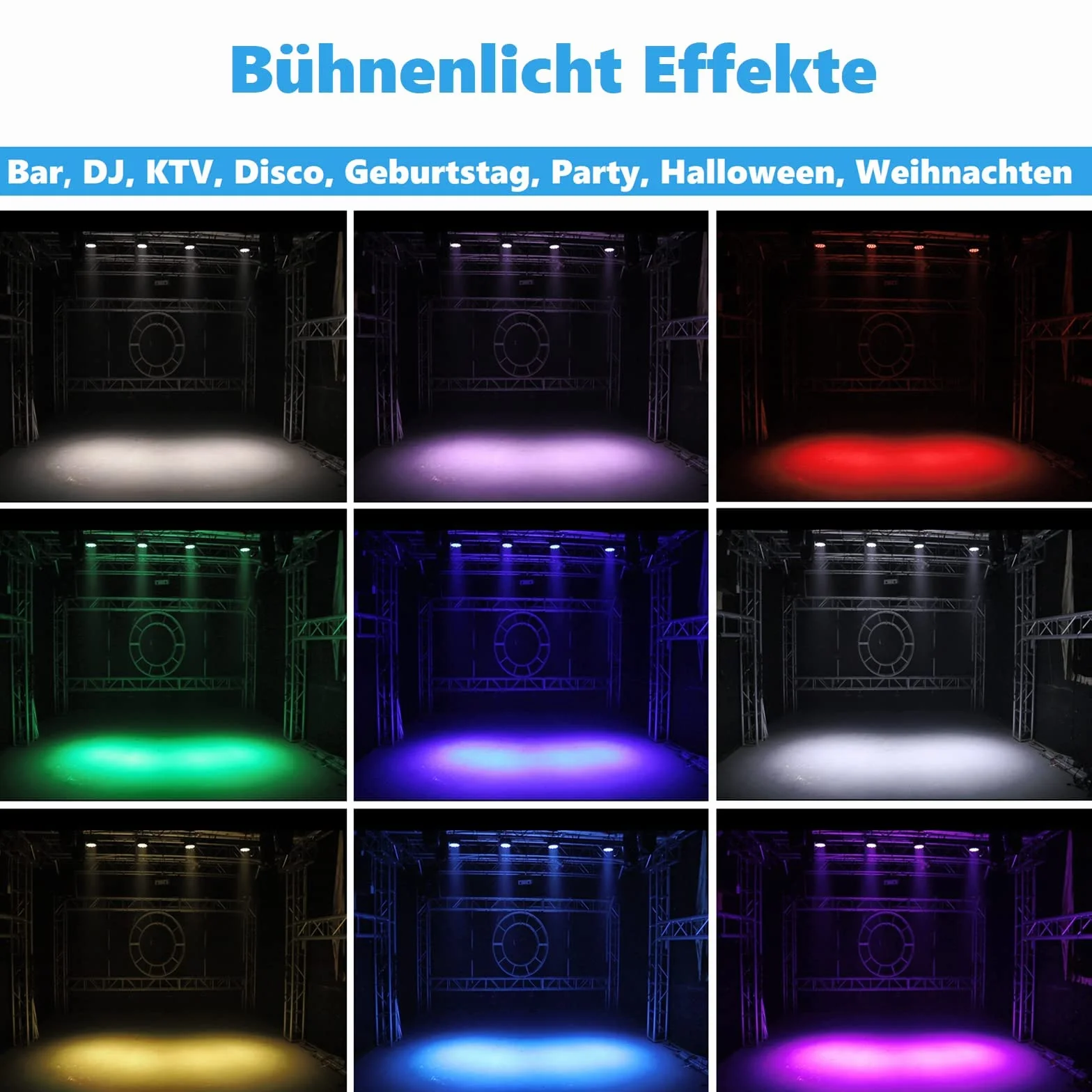 HOLDLAMP 2PCS 84W RGBW LED Par Focos, Luz de Escenario con Modo de Activación de Sonido y Control Remoto, DMX 4/8CH Luces Discoteca para DJ Fiesta Cumpleaños Bar Club