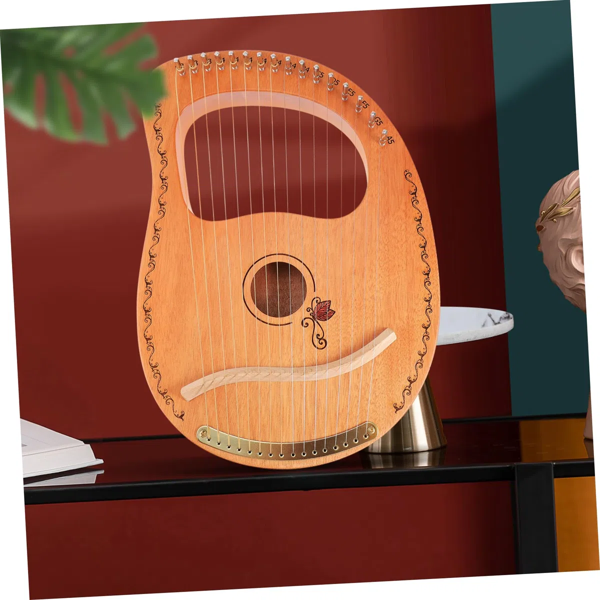 Yardwe Arpa De Lira De Madera Natural 16 Cuerdas Para Principiantes, Instrumento Musical Portátil Seguro Bordes Redondeados, Adecuado Para Niños y Amantes Música