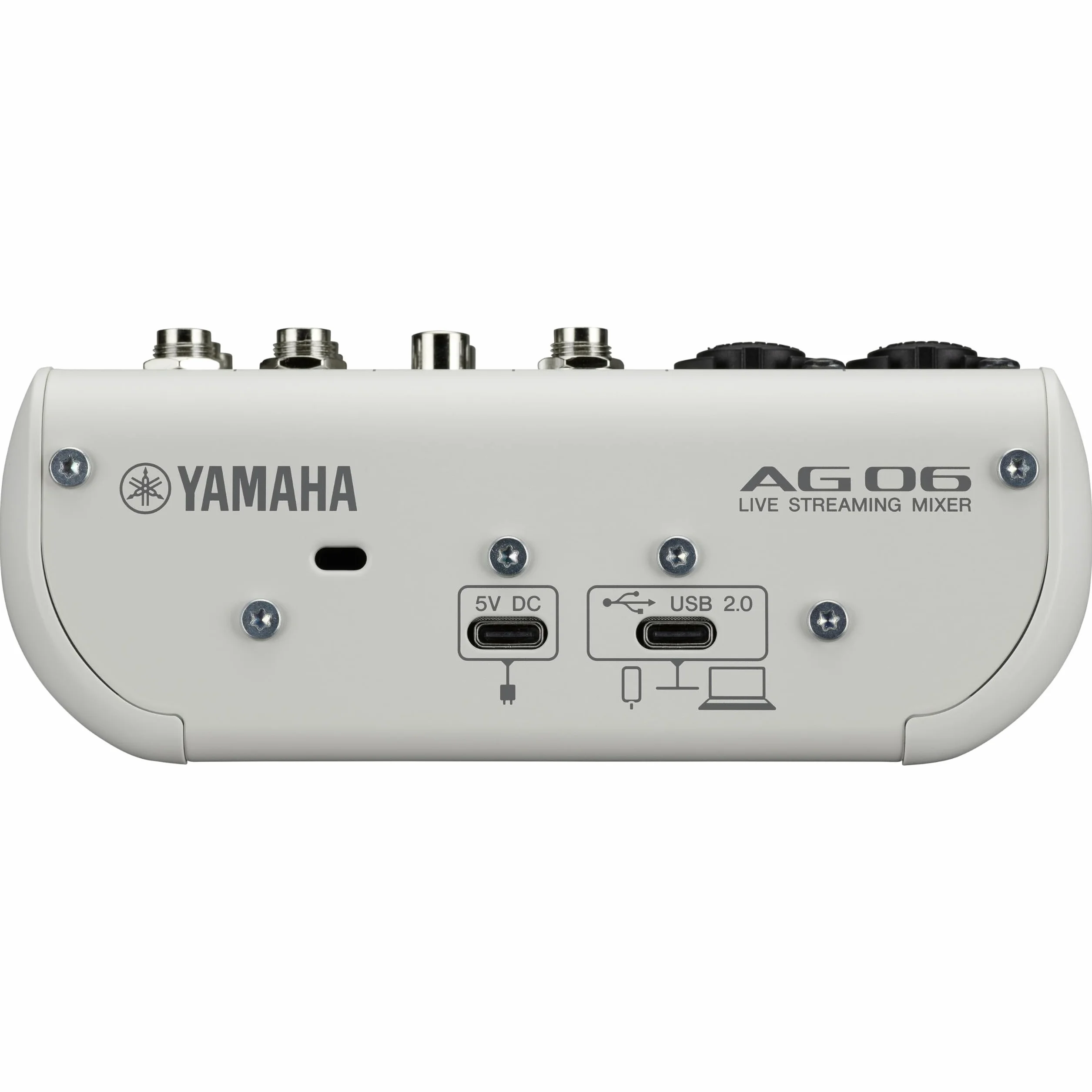 Yamaha AG06MK2 Mezclador de Transmisión en Vivo de 6 Canales con Interfaz de Audio USB, para Windows, Mac, iOS y Android, en Blanco