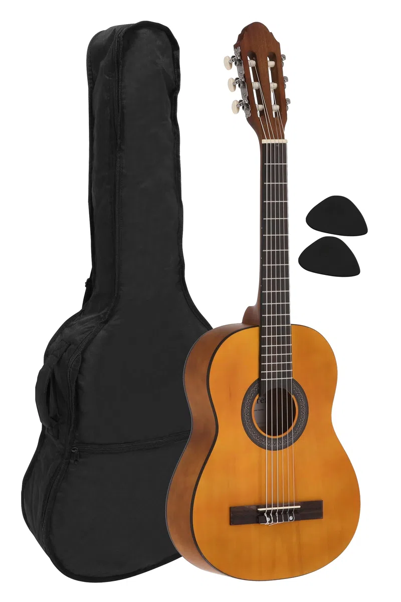 guitarra de concierto, guitarra clásica, 1/2 honey - natural, incl. funda