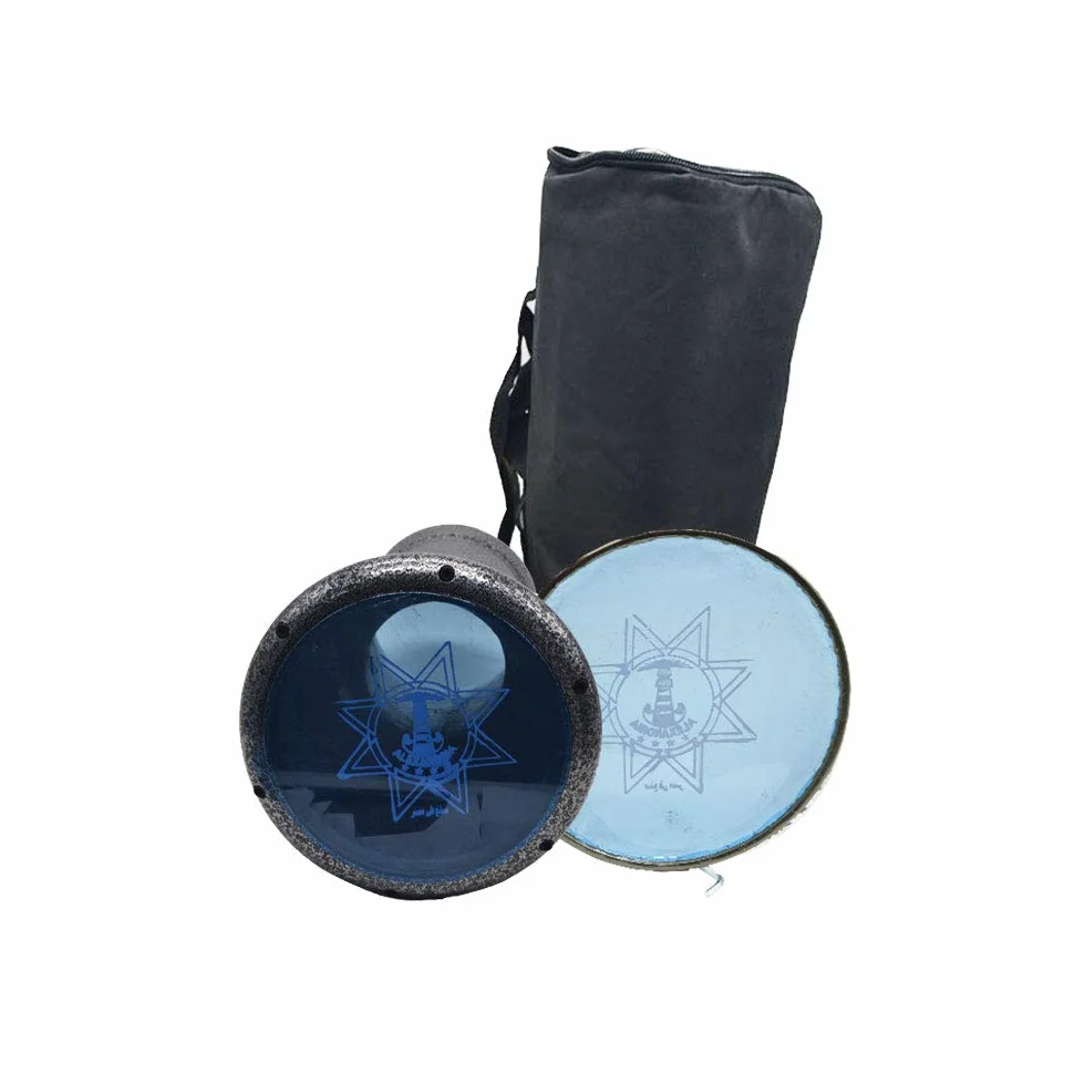 Darbuka Egipcia Profesional, 42 cm, 6 Tornillos, Aluminio Plateado, con Funda y Parche de Repuesto