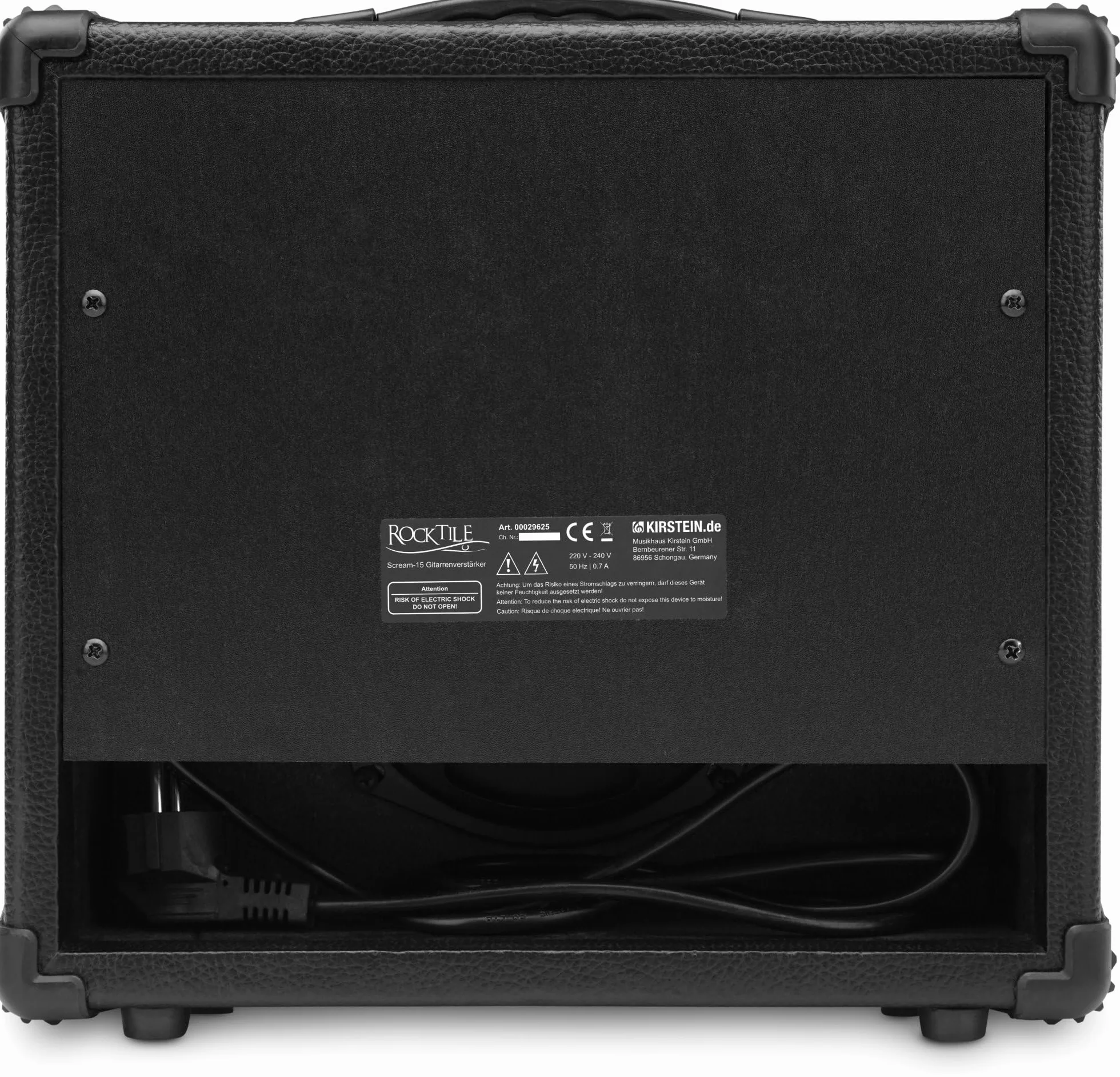 Amplificador Mini Combo Rocktile Scream 15 (15 Vatios, 2 Canales, Portátil, Entrada AUX para MP3/CD, Ecualizador De 3 Bandas, Salida para Auriculares)