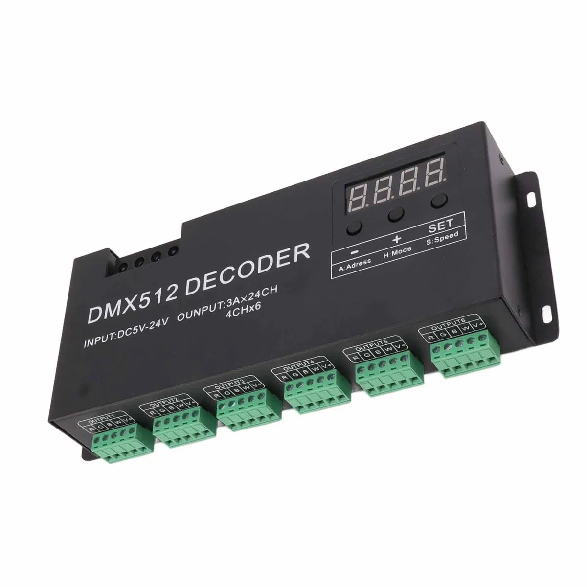 Controlador de intensidad RGBW DMX512, 24 canales DMX decodificador RGBW DMX512, controlador LED para escenario DC5V-24V, dispositivos de grabación de estudio