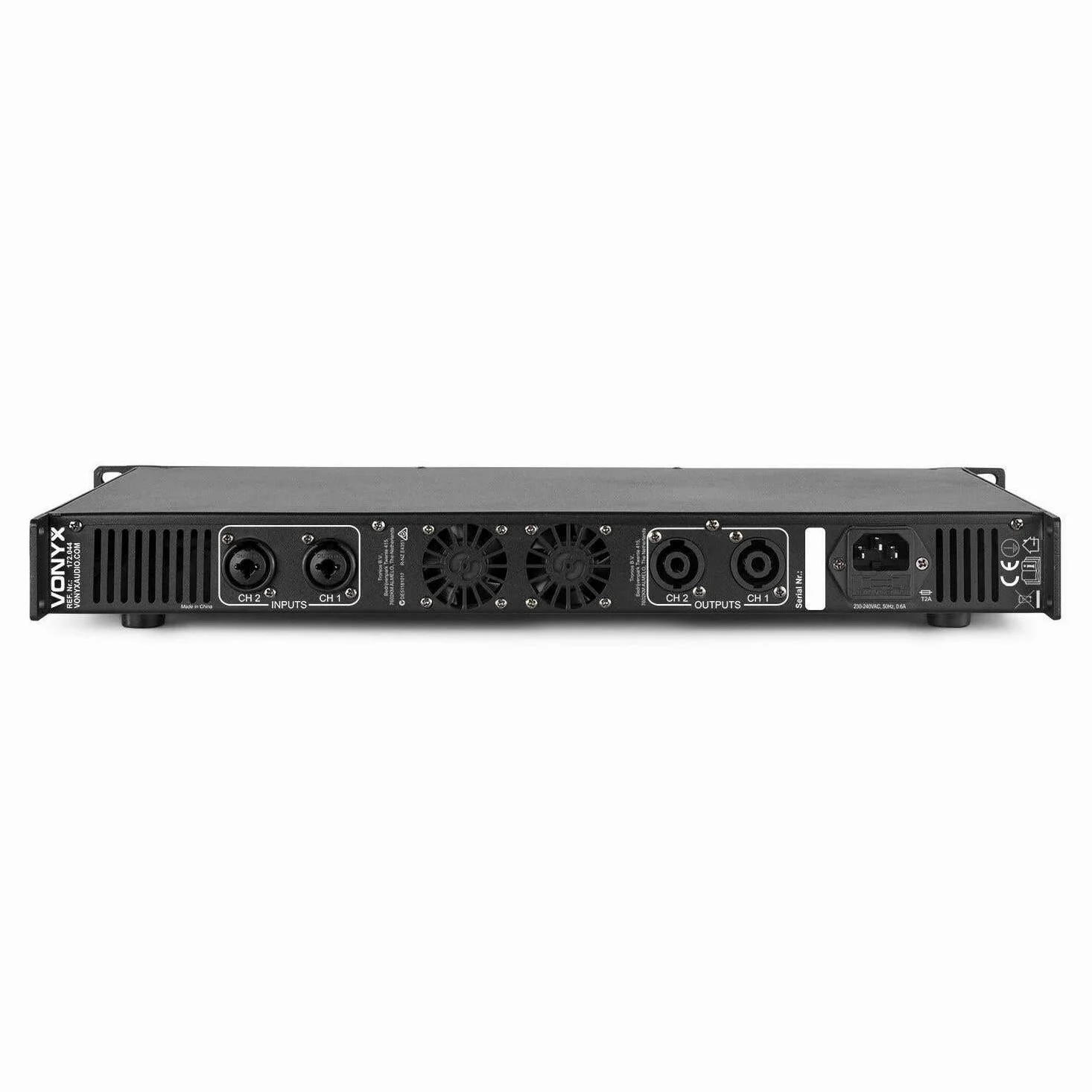 Vonyx VDA500 Etapa de Potencia 2 x 250w, Amplificadores Compactos Estéreo en 1 Unidad de Rack, Instalación Fija o Aplicaciones Móviles, Entradas XLR y Jack 6.3mm, Salida NL-4 de Altavoz, 500W Clase D