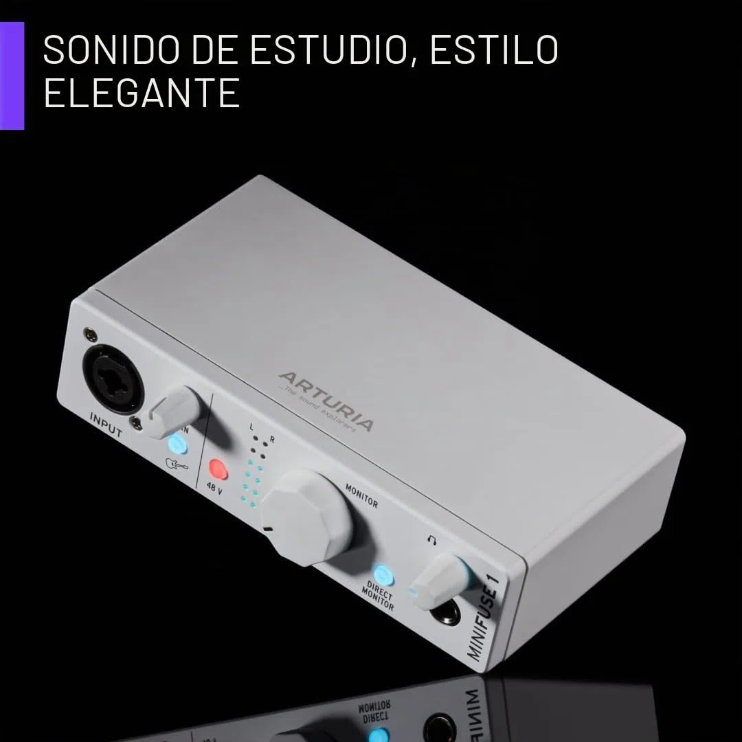 Arturia - MiniFuse 1 - Arturia - MiniFuse 1 - Interface de Audio USB Compacta con Software Creativo para Grabación, Producción, Podcasting, Guitarra - Blanco