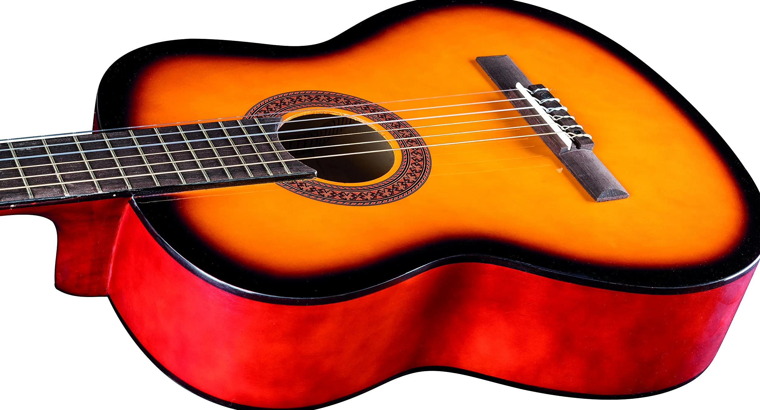 EKO GUITARS – CS-10 SUNBURST, Guitarra Clásica Serie Studio, Escala 4/4, Tapa de Tilo, Aros y Fondo de tilo laminado, Mástil y Diapasón de Abedul, Funda incluida, Color Sunburst