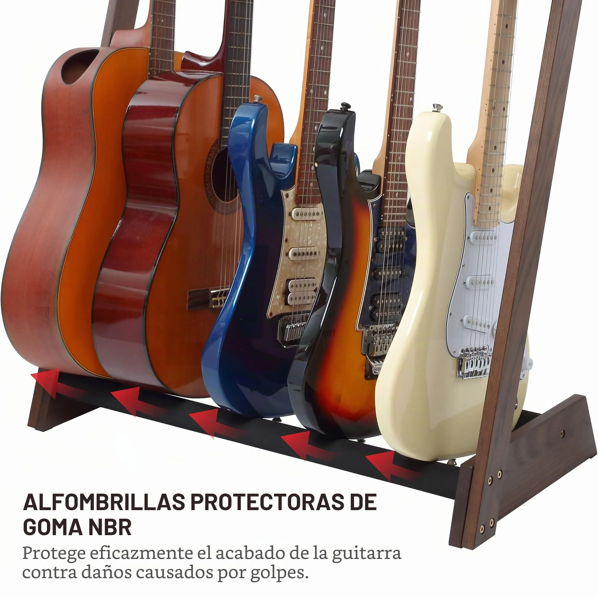 Nefelibata Soporte de Guitarra Multiusos 5 Soportes Soporte de Guitarra de Madera para Guitarras y Estuches, Guitarras Eléctricas, Guitarras Acústicas, Guitarras Bajos, Cellos - Fresno Alemán