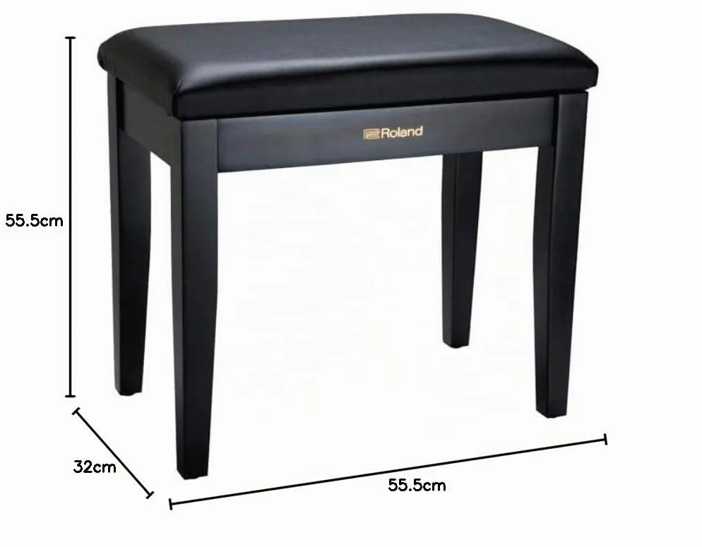 Roland RPB-100BK Banco De Piano De Roland En Negro Satinado Con Asiento De Vinilo Y Compartimento Para Partituras