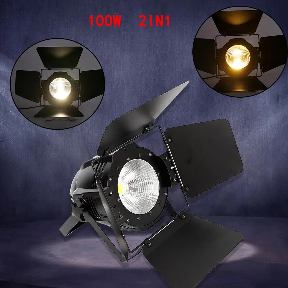 200 W COB LED luz de escenario, par de luces LED para escenarios, luz de escenario, luz blanca fría, DMX512 | 6 CH | 3200 K/6500 K, COB exterior, luz para fiestas, bodas, iglesia, drama