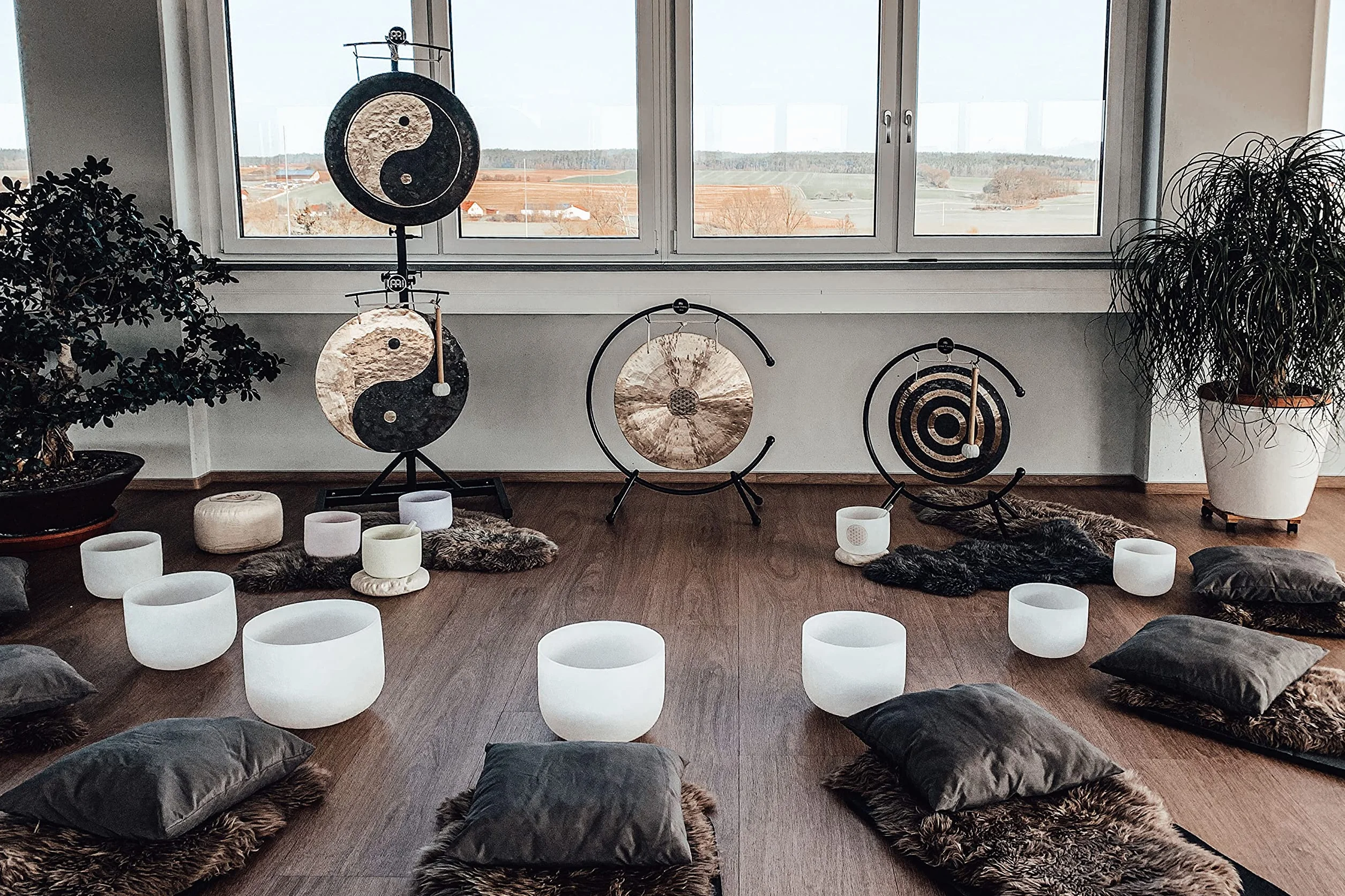Gong de viento de 16 pulgadas con batidor, flor de la vida, para terapia de curación de sonido, meditación y yoga, aleación de bronce, 2 años de garantía