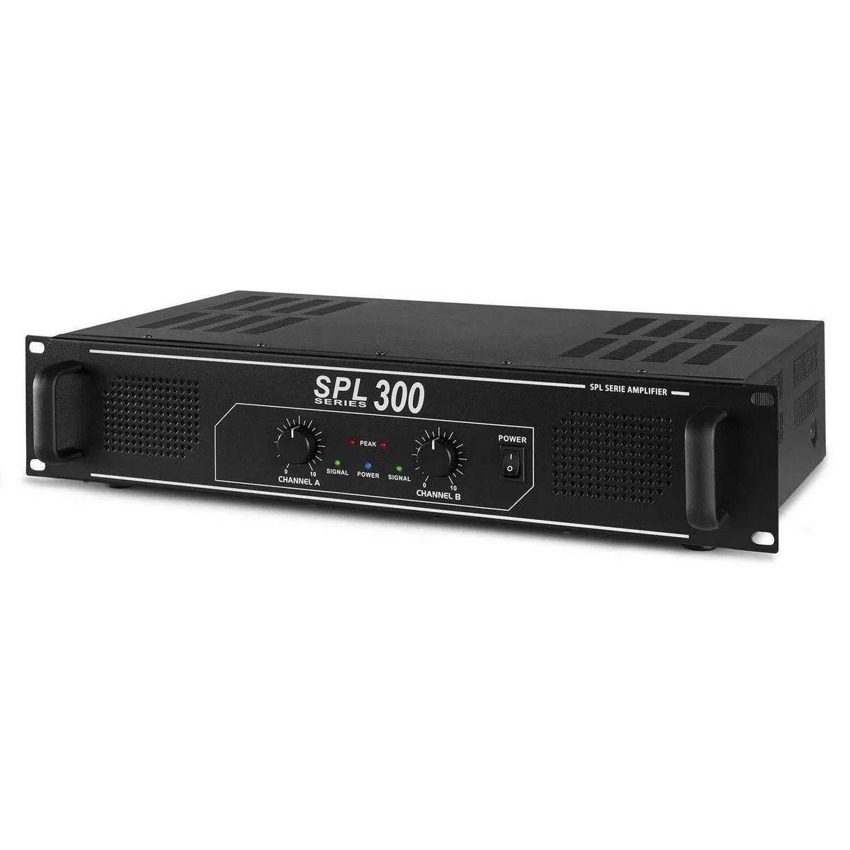 SkyTec SPL300 Amplificador de megafonía, etapa de potencia de 300 vatios, EQ de 3 bandas, entrada de 3 canales, RCA, AUX, ideal para pequeñas cabinas de DJ, discotecas, bares y restaurantes, negro