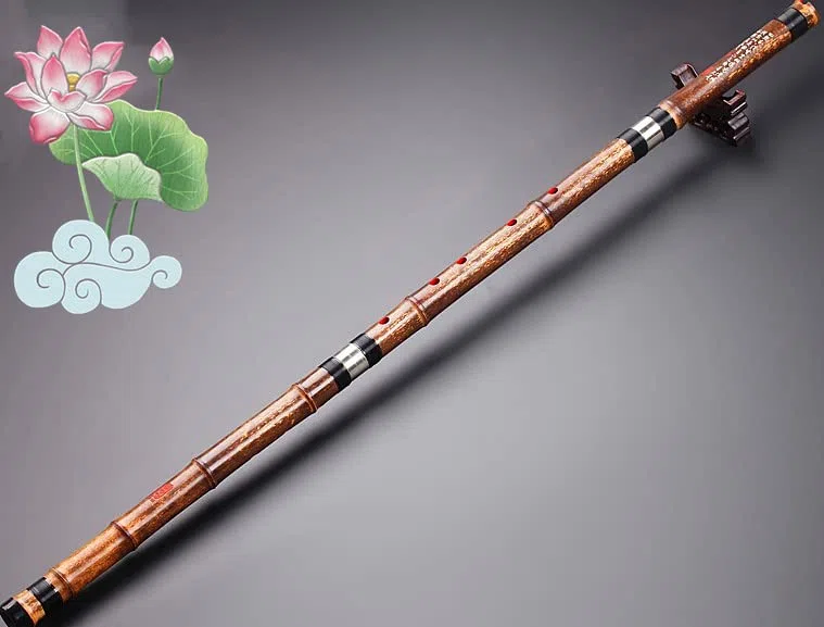 LANDTOM Flauta Xiao de bambú púrpura profesional para ejecutantes (diestros) (8 agujeros F con bolsa)