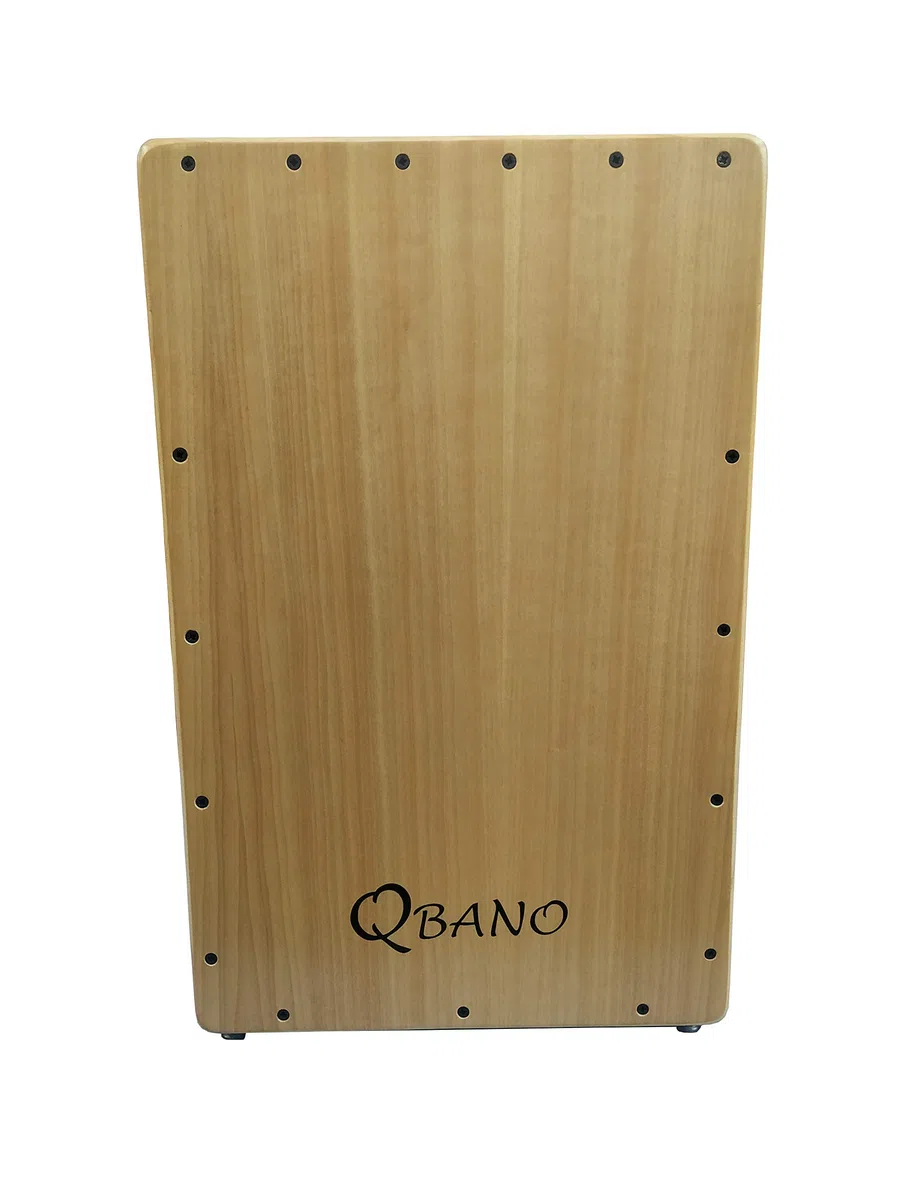 Cajón Flamenco Qbano, color Negro, tapa madera natural. Fabricado en Sevilla (España)