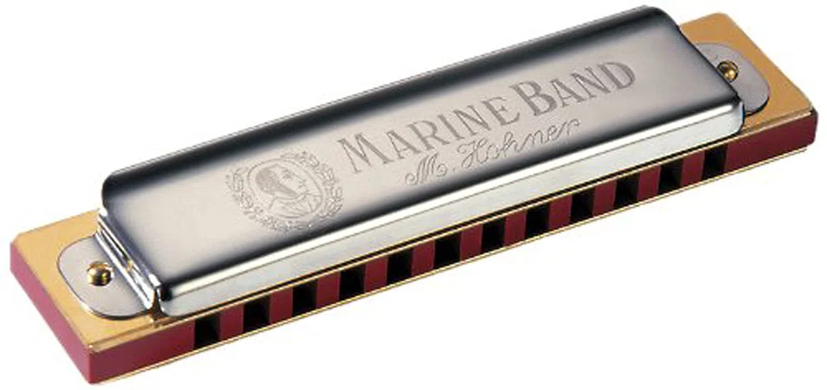 Hohner 364-G Marine Band 12 agujeros armónica, llave de G, acero inoxidable