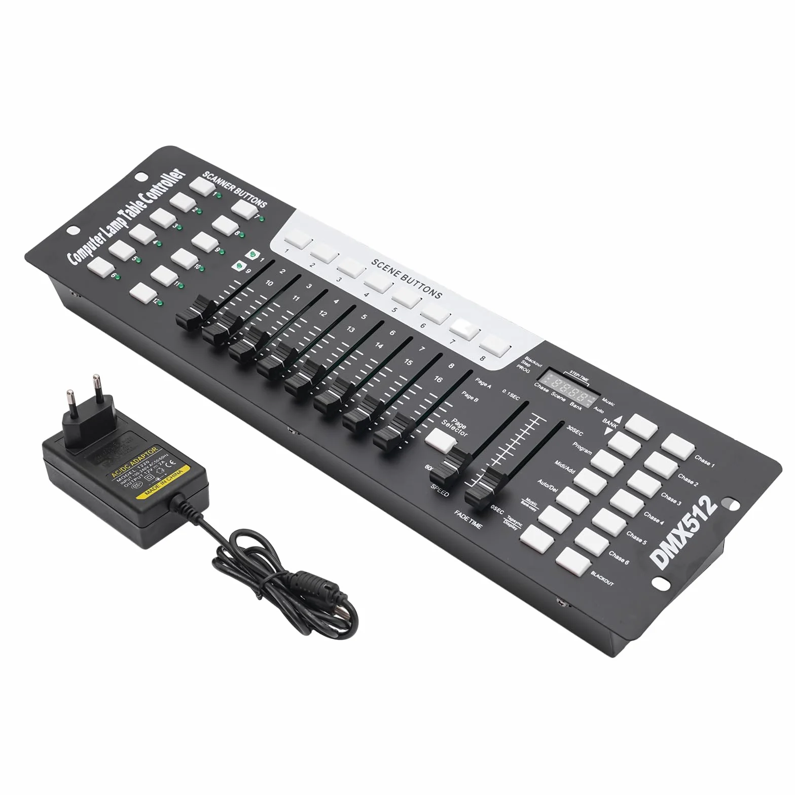 DMX - Controlador de luz DMX de 192 canales con pantalla LED HD, controlador de luz DJ, 240 escenas, 6 controladores programables DMX512 para consola KTV DJ, espectáculos de luz para fiestas