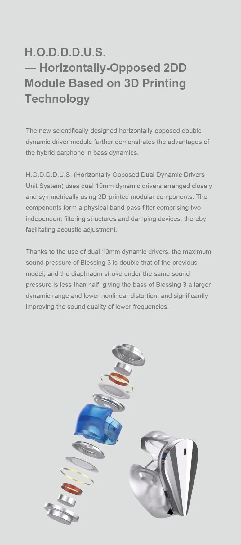 Moondrop Blessing 3 - Auriculares in-ear híbridos 2DD+4BA (rango de frecuencia triple, 0,78 mm - 2 pines IEM)