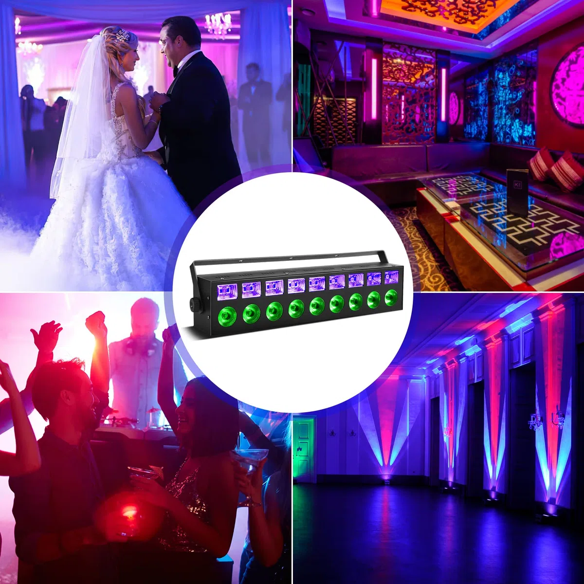 LED Wallwasher 63W RGBW UV, Barra de Luz DMX Con Efectos Para Fiestas, Escenario, Navidad, Halloween, DJ, Club Nocturno y Bodas (1pcs UV+RGBW)