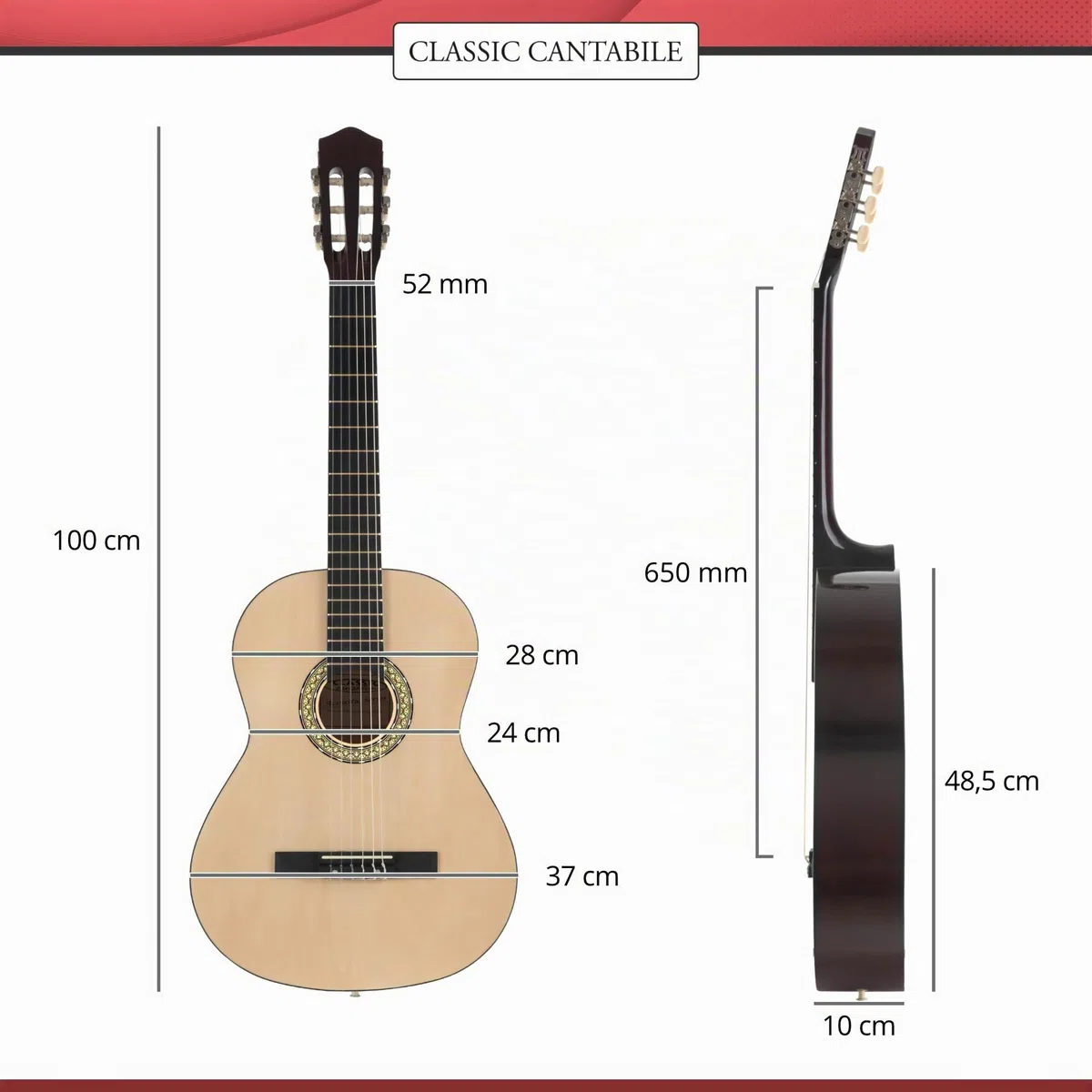 Classic Cantabile AS-851 guitarra de concierto 4/4 Set de principiante para zurdos