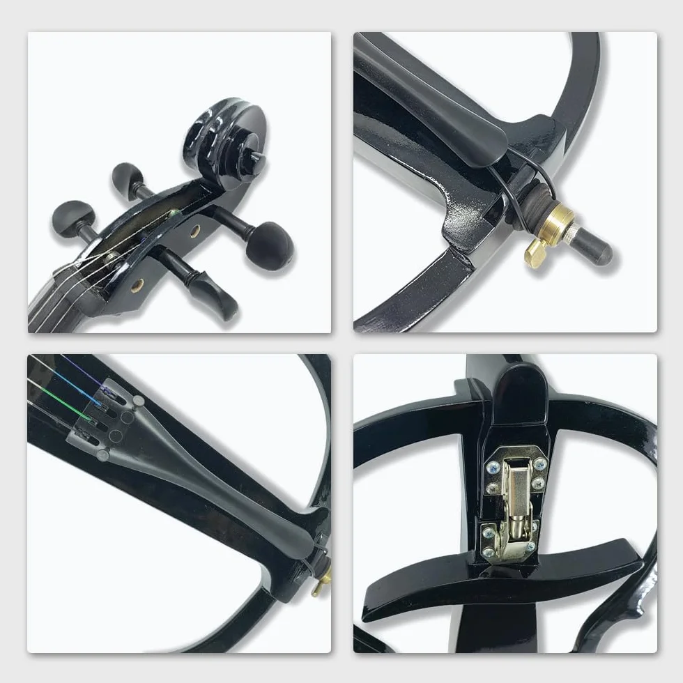 Juego de violonchelo eléctrico completo 4/4 para principiantes (incluye bolsa ligera, auriculares estéreo, lazo premium, puente, colofonia)