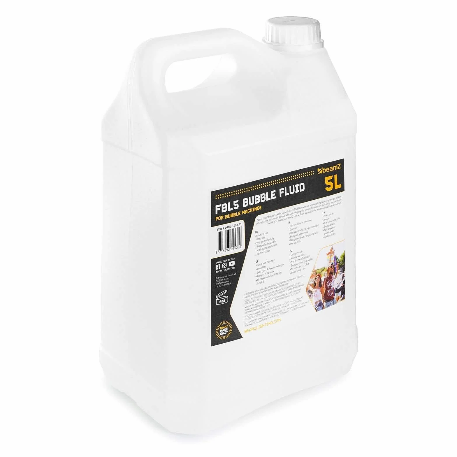 BeamZ B300LED - Máquina de Burbujas LED RGB con 5L líquido incluida, Ligera, portátil, depósito 700ml, Mando a Distancia, Potente Ventilador, para Fiestas temáticas y Eventos al Aire Libre