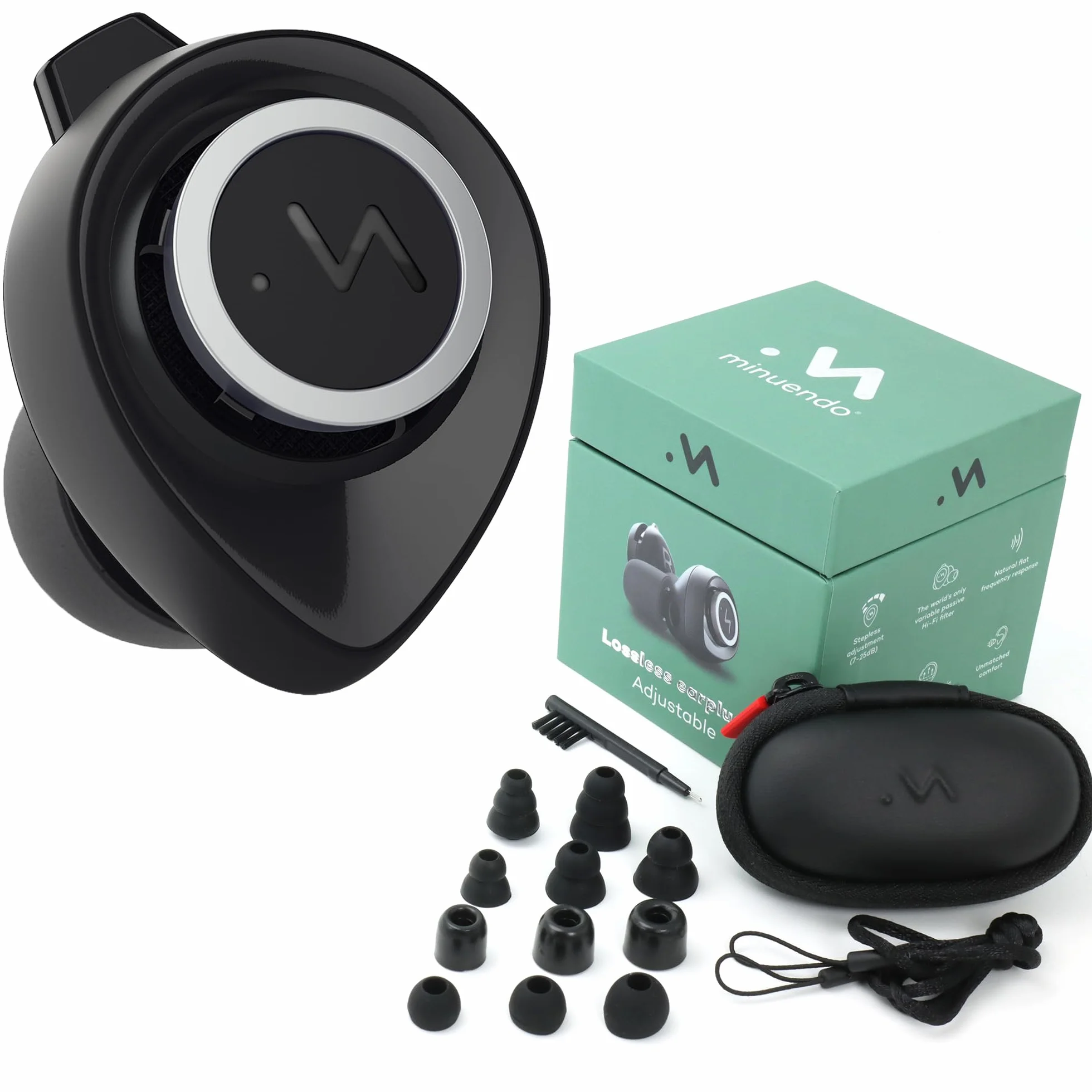 Minuendo - Tapones acústicos de alta fidelidad, protección auditiva para músicos, tapones para los oídos de atenuación de dB ajustables, fabricados en Noruega, diseño galardonado, adecuados para