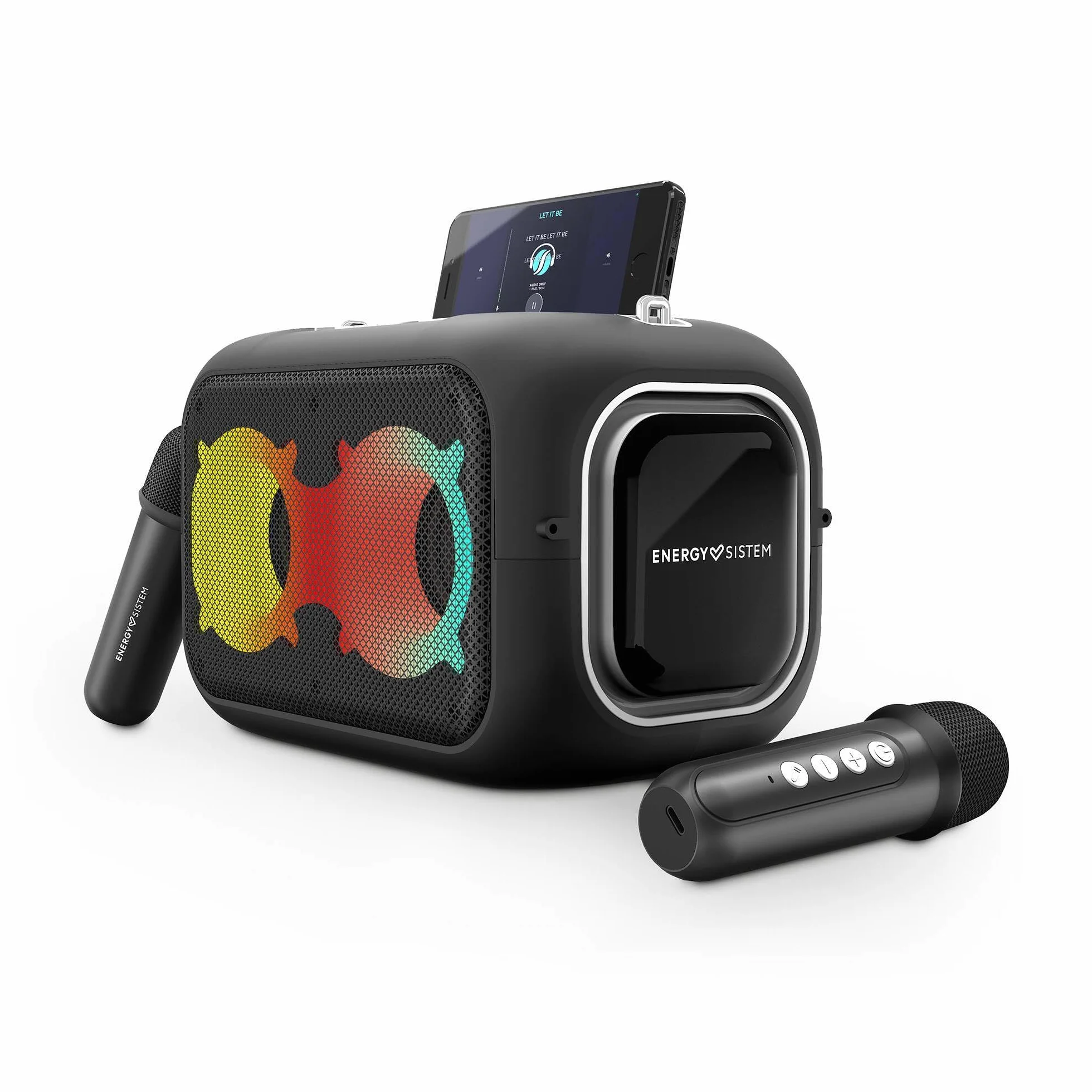 Energy Sistem Karaoke Star Party Altavoz Bluetooth Portatil con 2 Microfonos Inalambricos 50W Luces LED IPX4 MP3 USB/MicroSD Infantil y Adultos para Regalo Niño y Niña