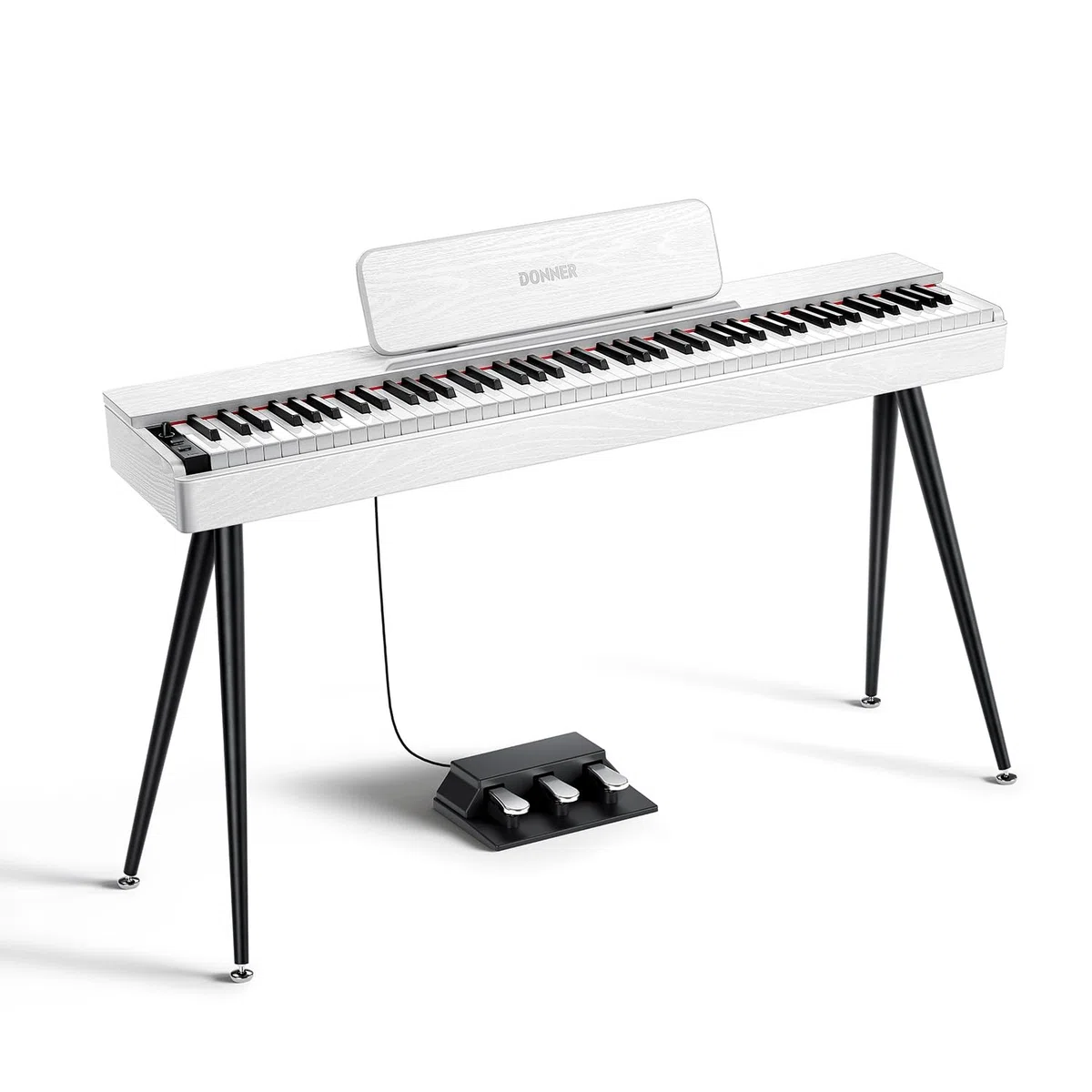 Donner OURA S100 88 Teclado Piano Ponderado con 3 Canciones Demo, 15 Tonos, Bluetooth Audio/MIDI, Piano Digital para Casa para Principiantes, Avanzados, Blanco