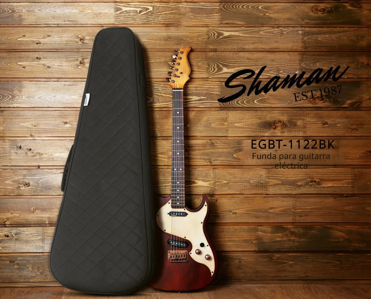 Shaman Funda EGBT-1122BK para Guitarra eléctrica, gigbag Acolchado, Soporte de mástil Ajustable, Bolsillo Exterior Acolchado, Compartimento para Tablet y arnés de Mochila retráctil.