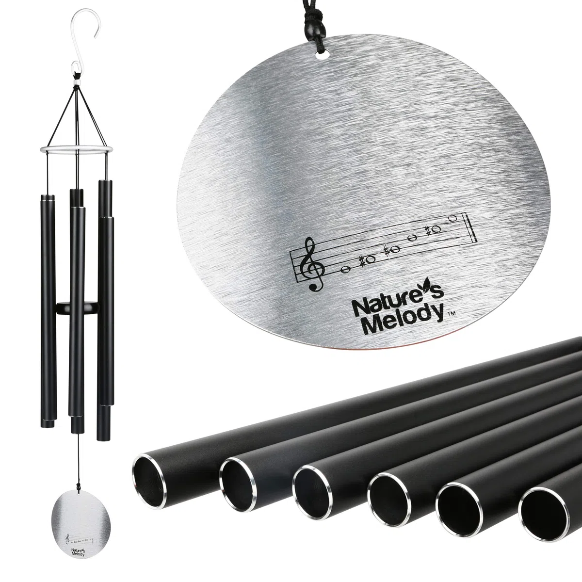 Nature's Melody AT36BK - Campana de Viento (36"), Color Negro