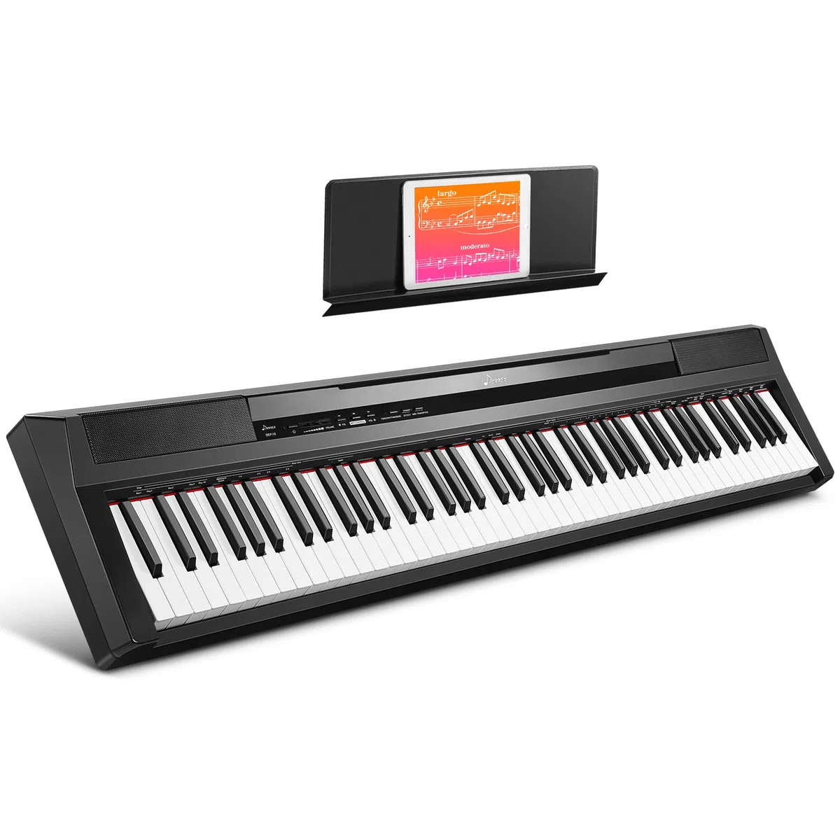 Donner Piano Digital Eléctrico 88 Teclas, Teclado Semi Contrapesadas con Pedal, Tamaño Completo Piano Compacto para principiantes, DEP-10 Negro