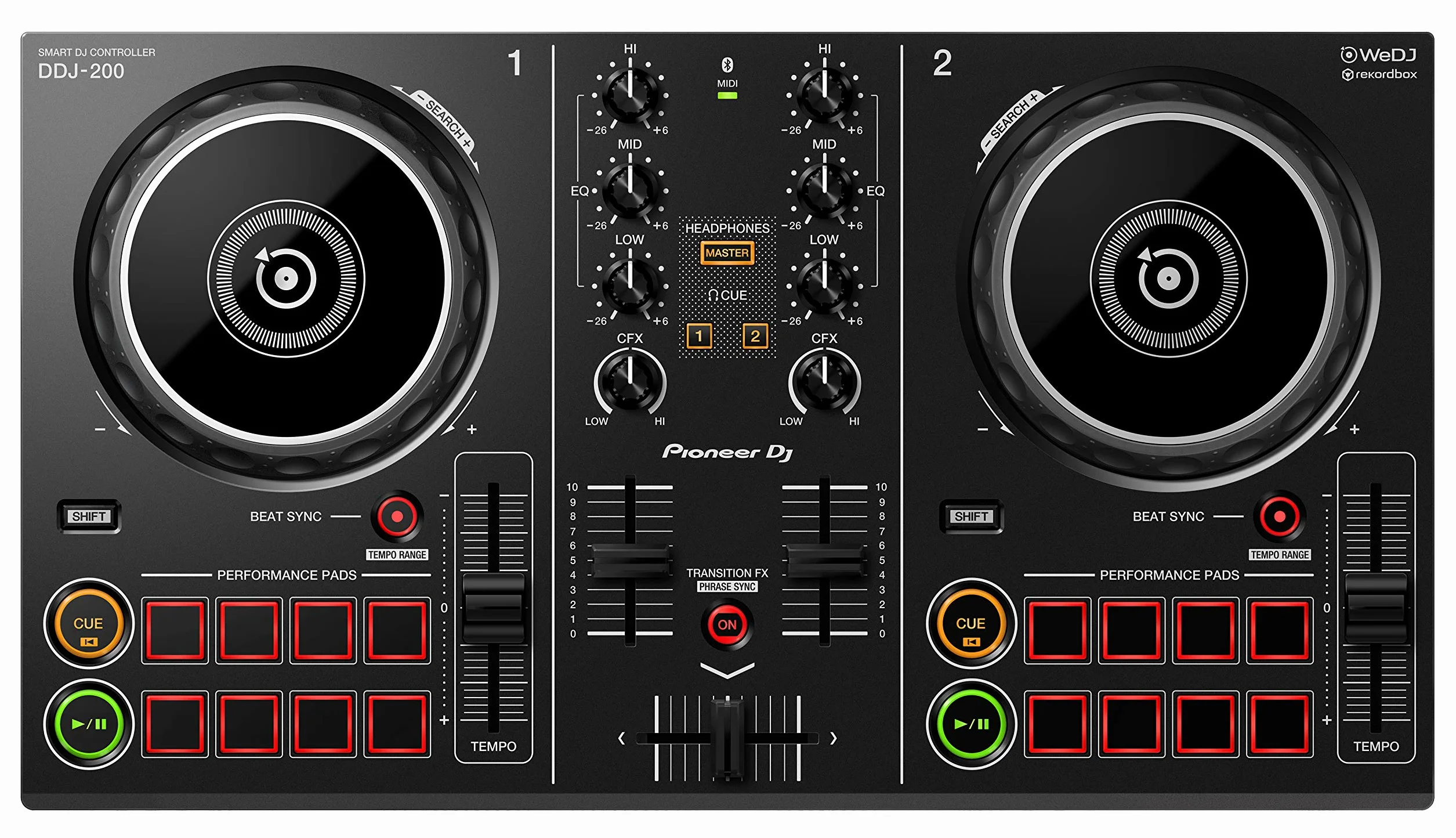 Pioneer DJ Ddj-200, Controlador Portátil de 2 Canales para Dj, Negro