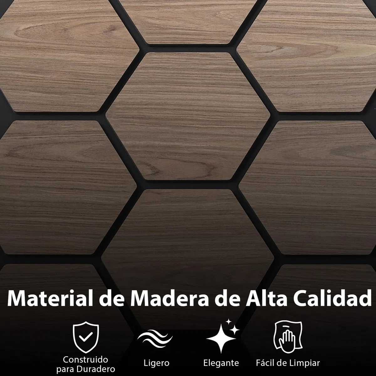 COSTWAY Lote de 4 Paneles Acústicos Decorativos para Paredes, 81 x 66 cm con 9 Tableros Hexagonales de Madera, Paneles Insonorizantes para Paredes para Estudios, Oficinas, Dormitorios, Salones