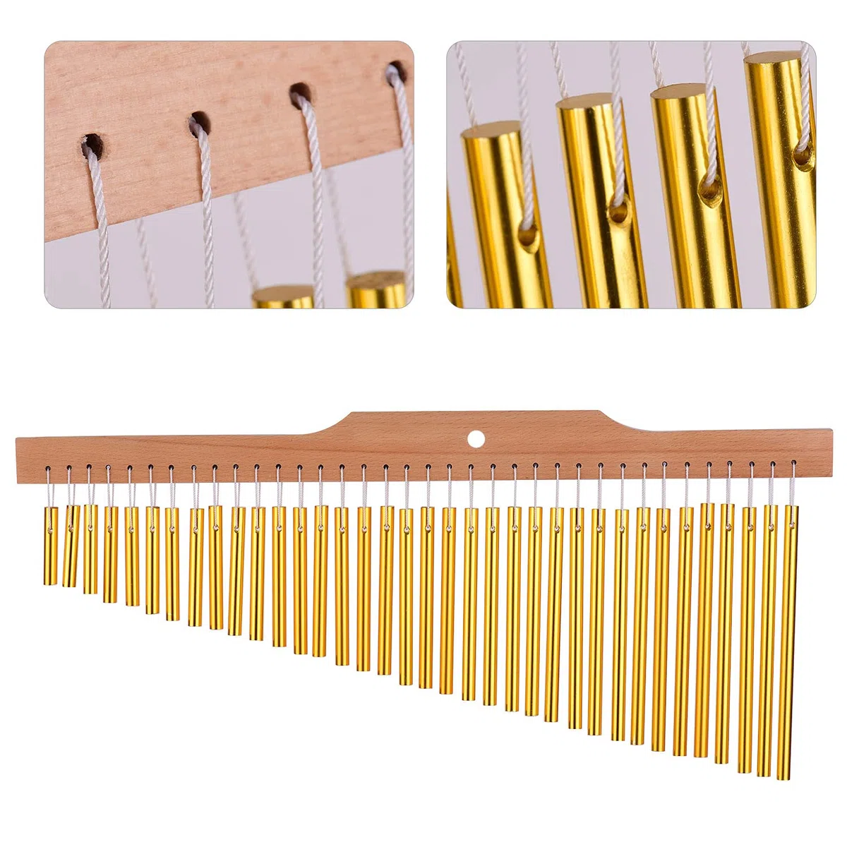 Chimes Windspiele Bar Glockenspiele 36 Notas Aleación de Aluminio Bar Glockenspiel Holzlinglingo(Gold)