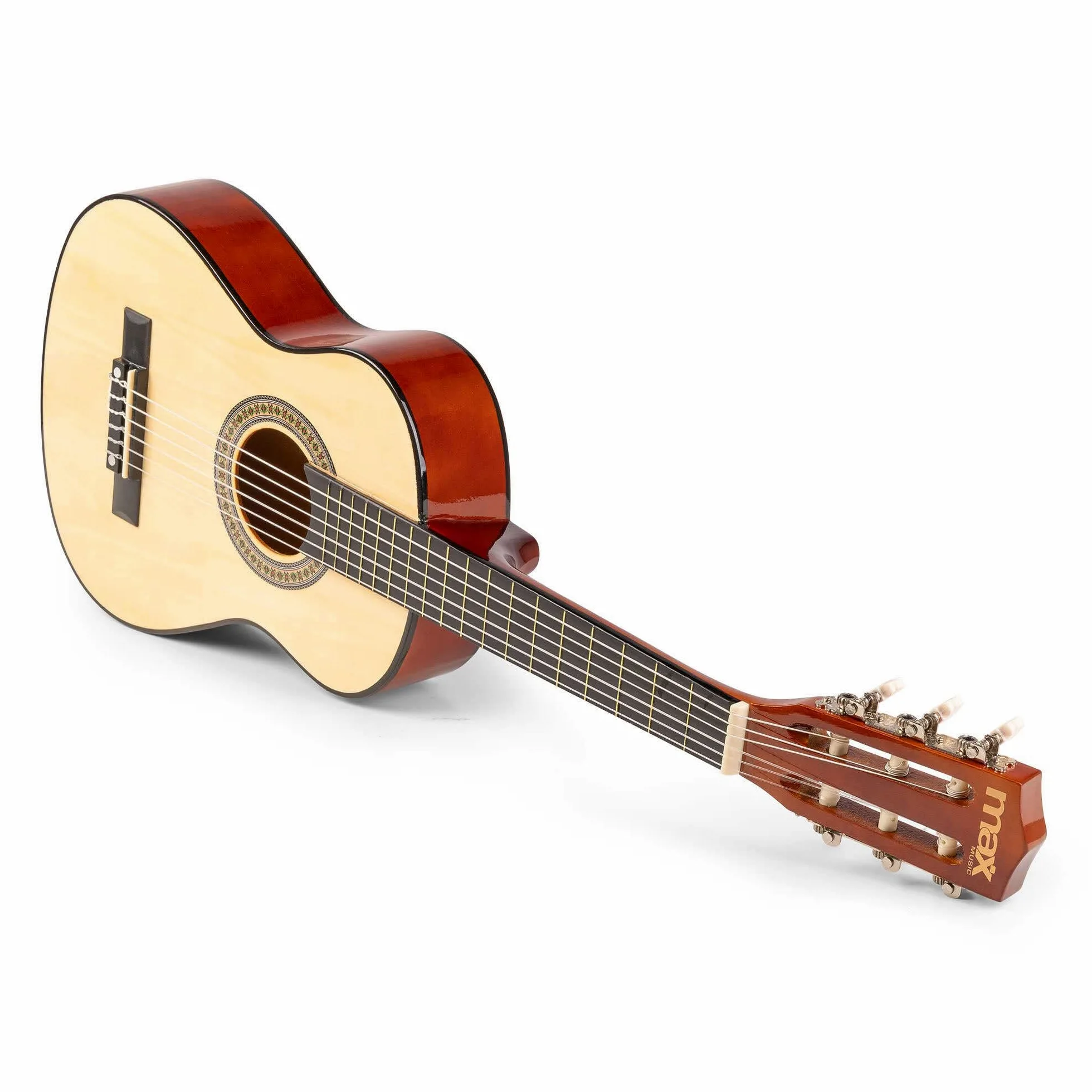 MAX SoloArt Junior 1/4 Guitarra Clásica para Niños de 3 a 6 Años - Set Completo con Funda Mochila, Soporte MAX GP20, Afinador Clip, Púas y Cuerdas Nailon - Ideal para Principiantes Infantiles