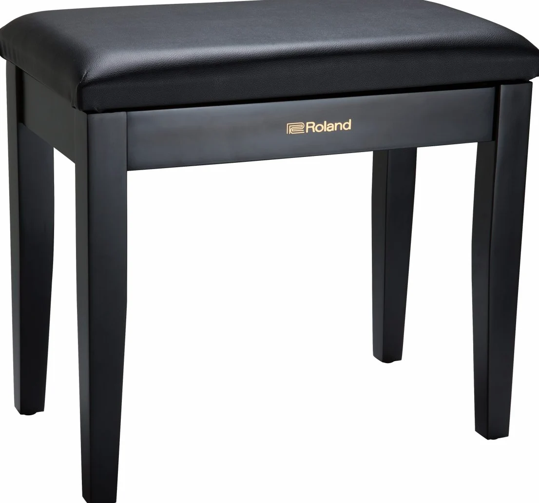 Roland RPB-100BK Banco De Piano De Roland En Negro Satinado Con Asiento De Vinilo Y Compartimento Para Partituras